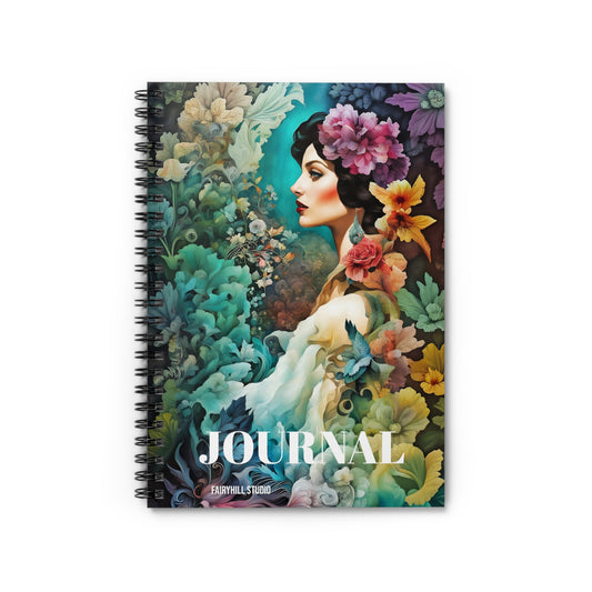 Spiral Notebook - Woman in Tropical Flowers Art
