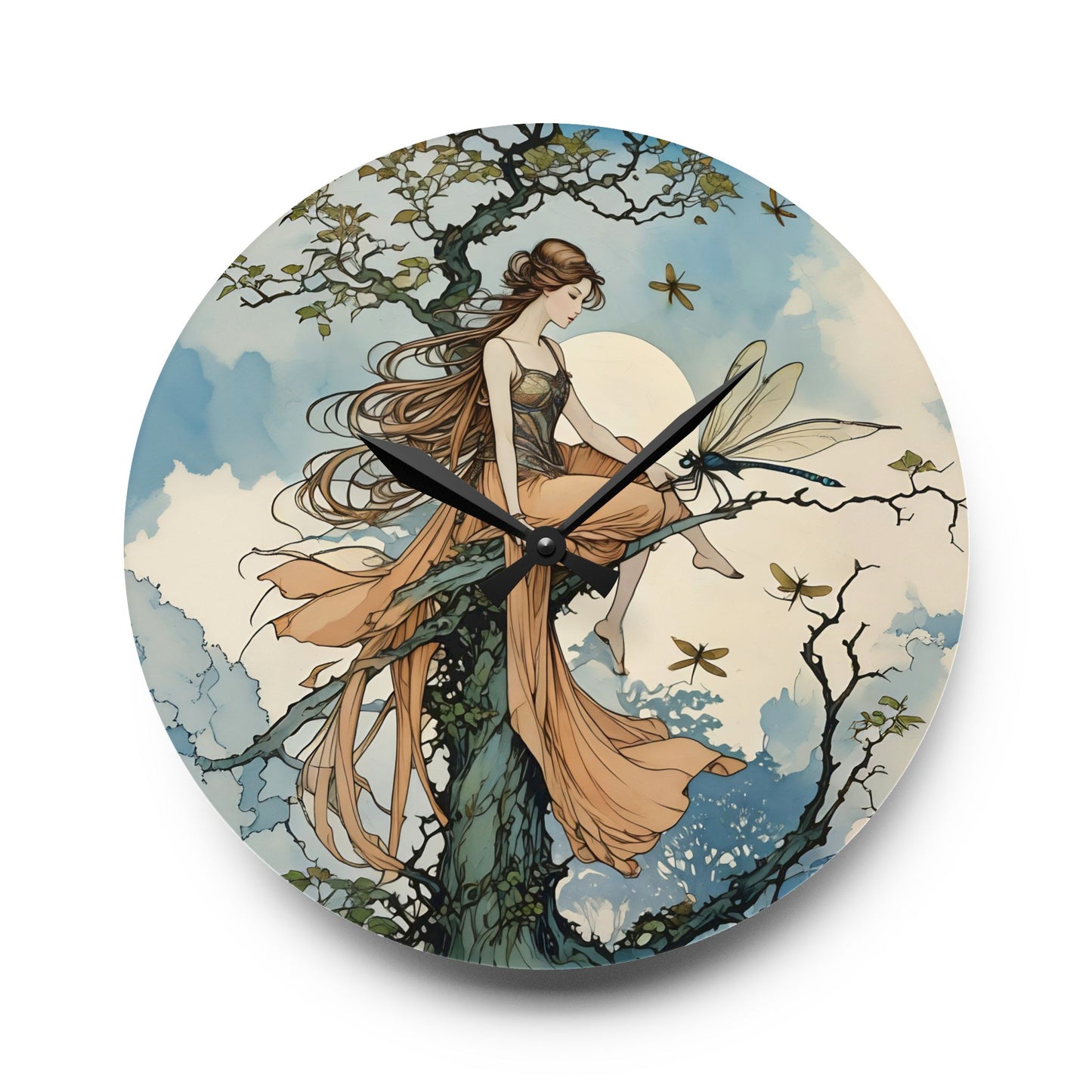 Acrylic Wall Clock Fairy and the Dragonfly