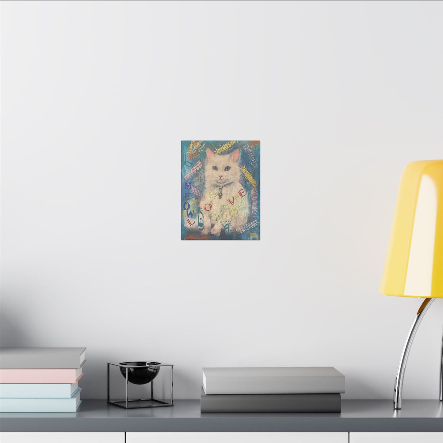 Canvas Wall Art: White Cute Cat Matte Canvas, Stretched, 0.75" by FairyHill Studio