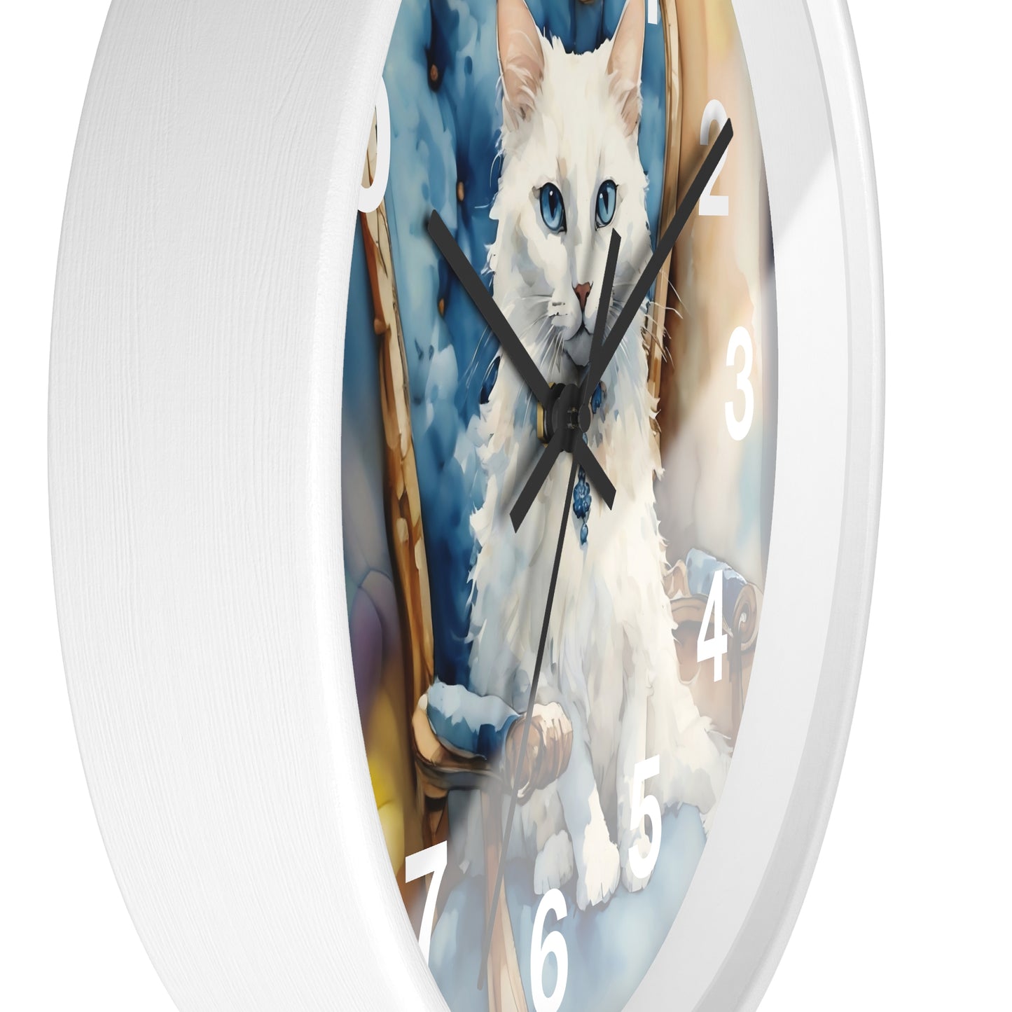 White Cat Lovers Wall Clock