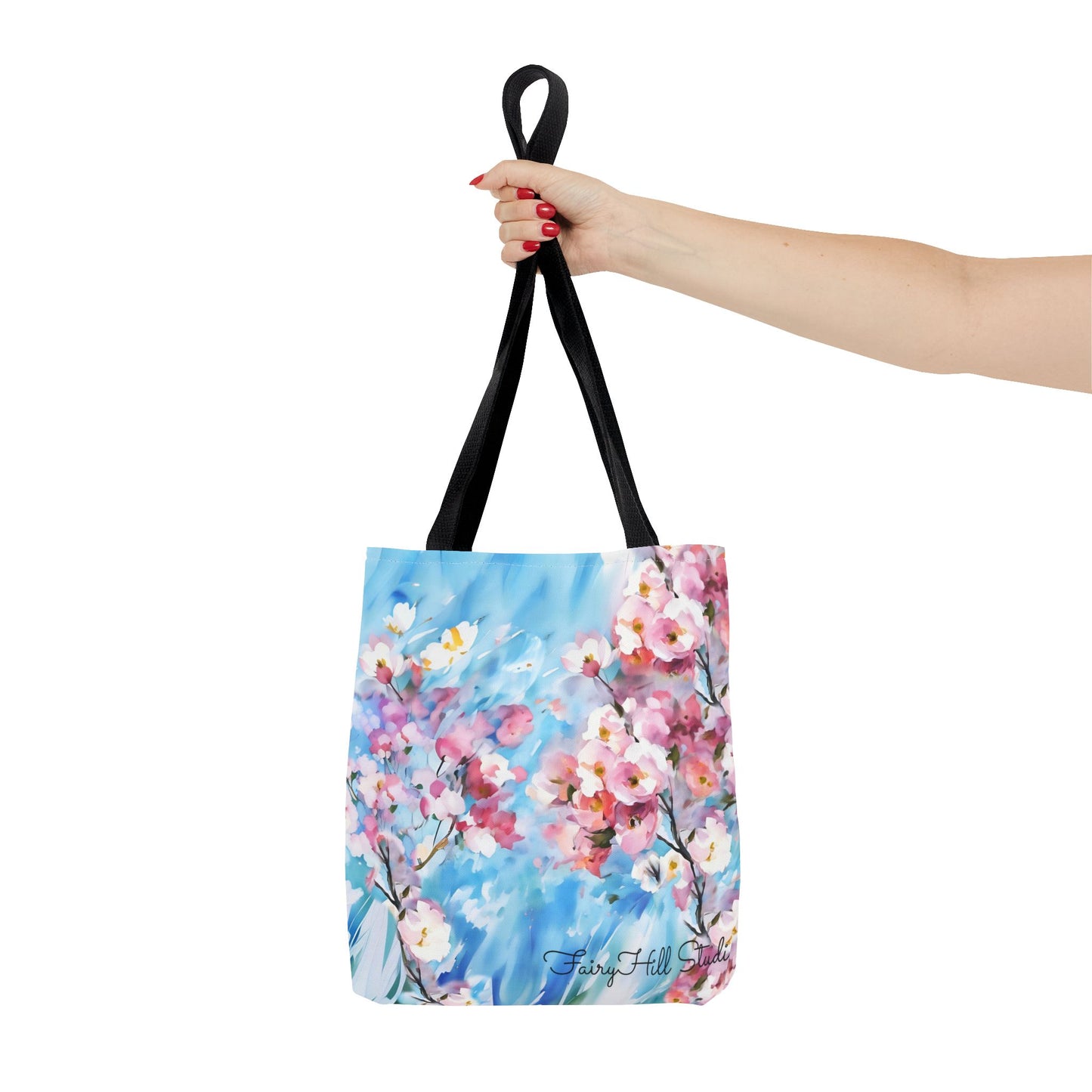 Canvas Tote Bag with Floral Cherry Blossom Design