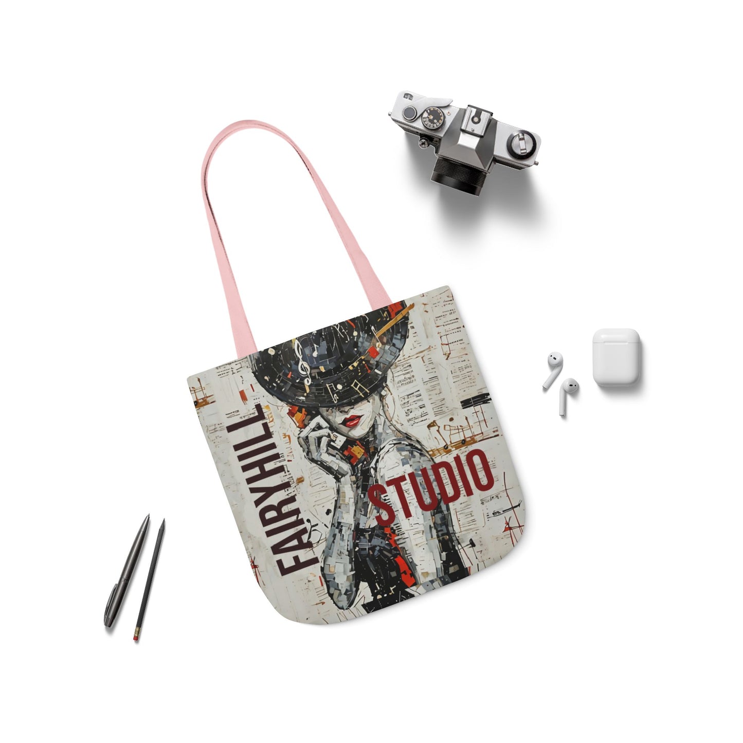 Colorful FairyHill Studio Red phone- Canvas Tote Bag - Perfect for Beach Days, Eco-Friendly Shopping, and Summer Fun!