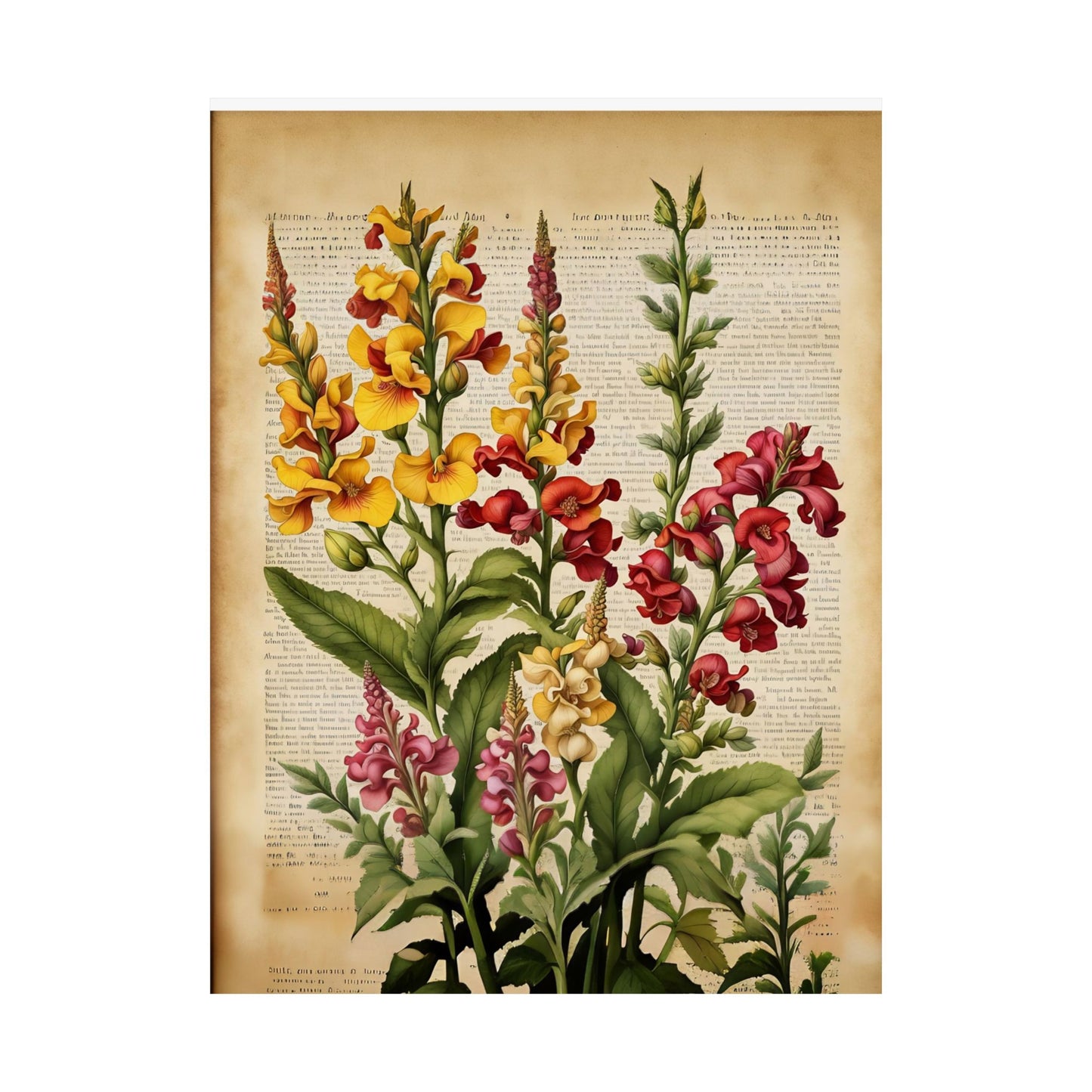 Botanical Vertical Posters - Vintage Antirrhinum Snapdragons