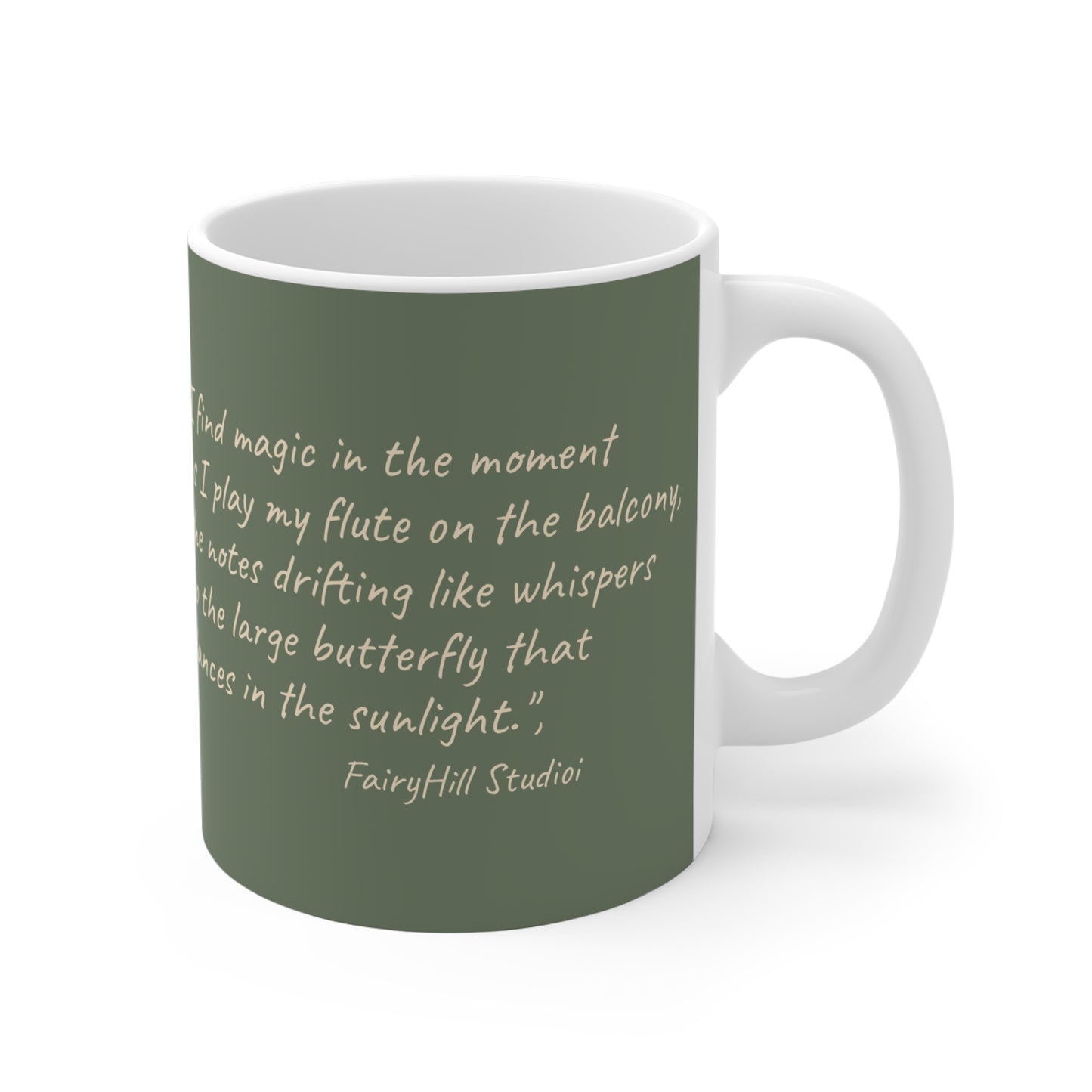 Mug - Romantic Girl Playing Flute on Mediterranean Balcony - 'Magic in the Moment'