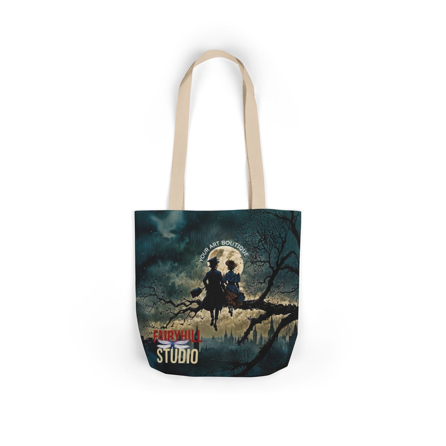 London moon under Rain Canvas Tote Bag - Perfect for Beach Days, Eco-Friendly Shopping, and Summer Fun!