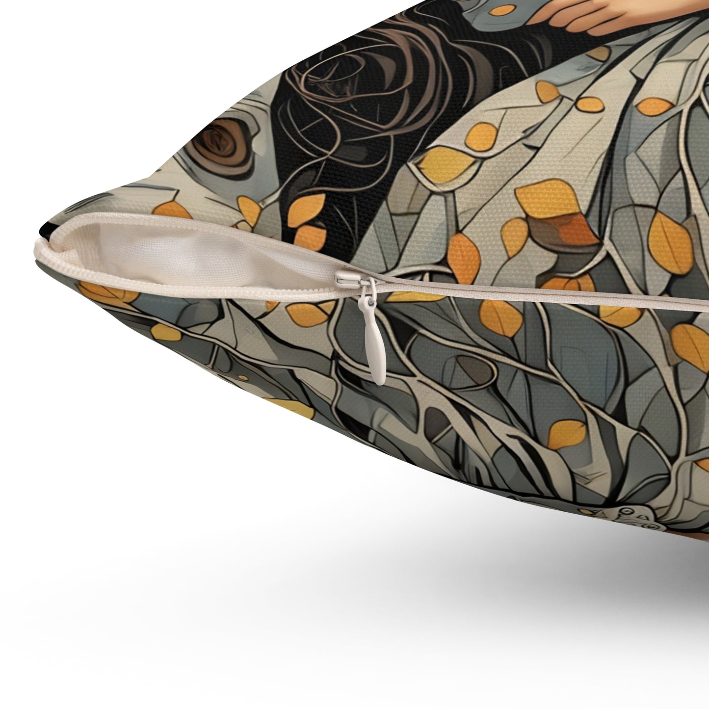 Square Pillow - Sleeping Beauty of the Birch Forest Fairy Hill Studio Art Design