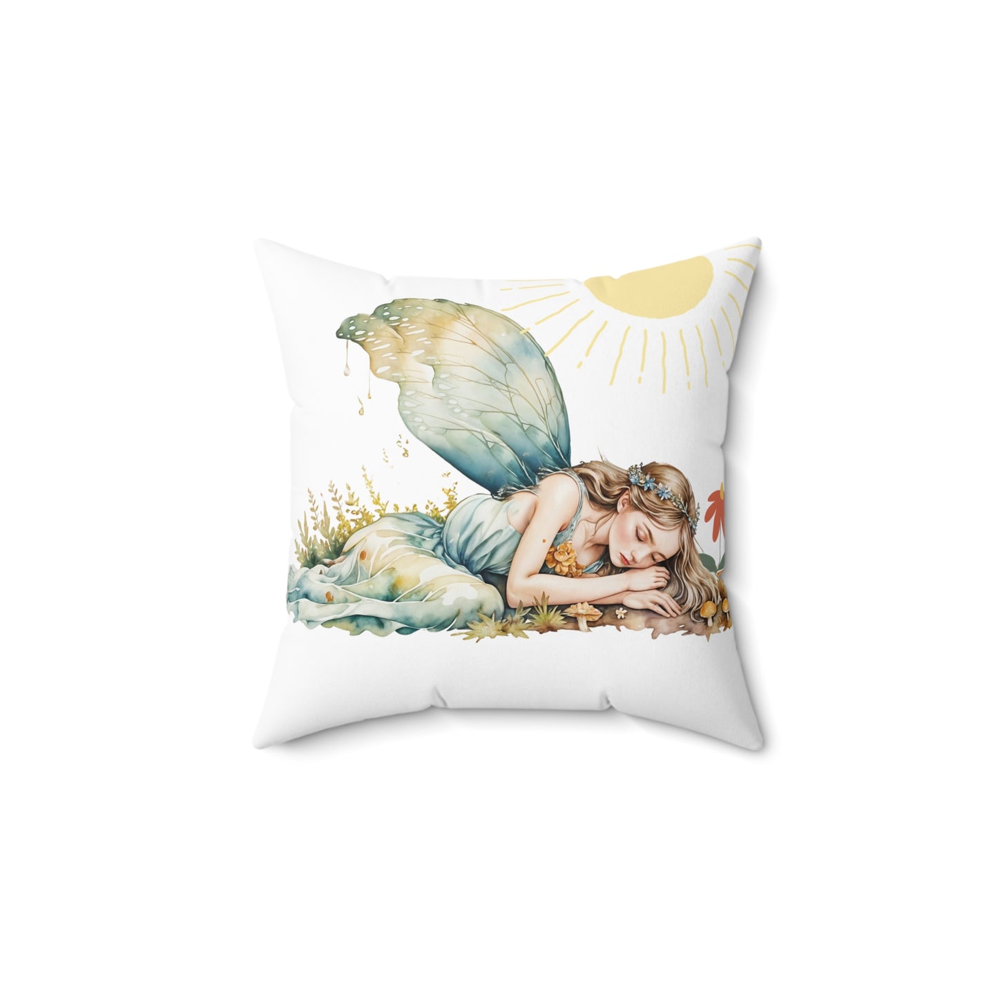 Square Pillow ~Slumbering Fairy Pillow Art by Fairyhill Studio