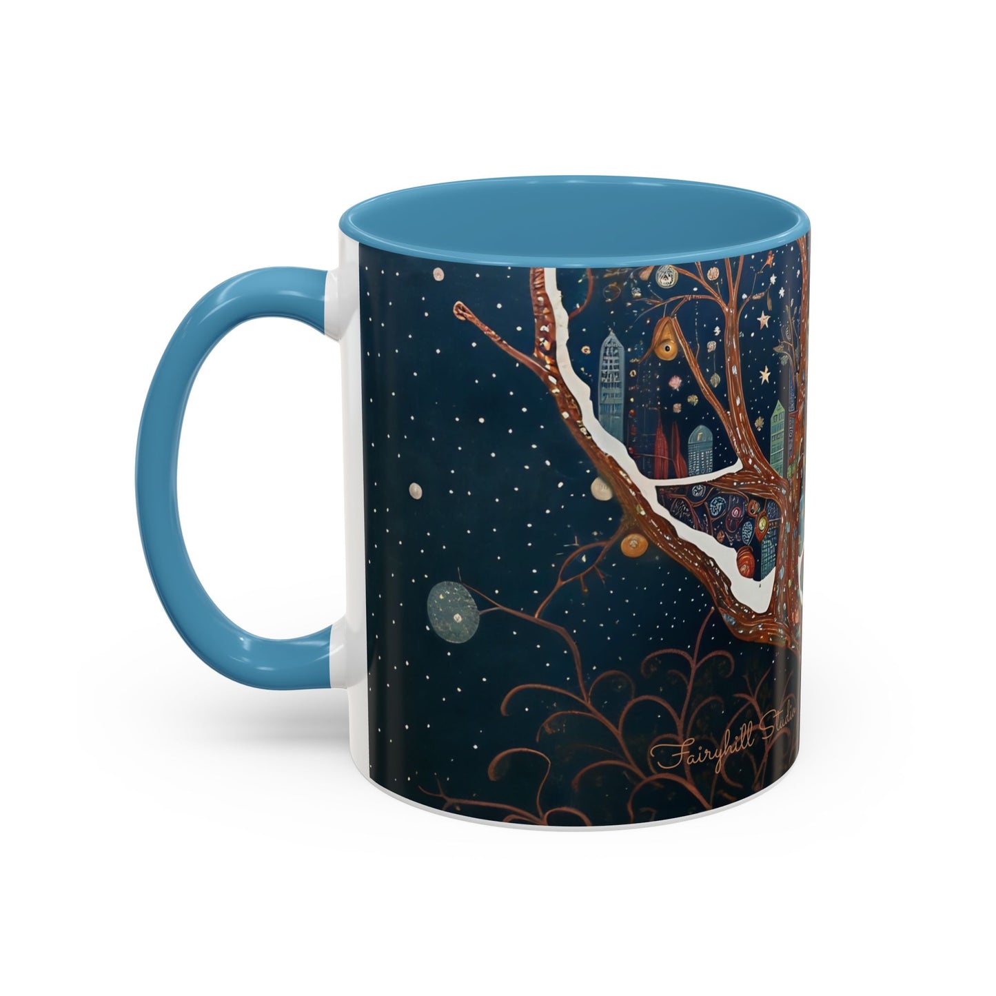 Accent Boho Style Night Owl Mug on a Snowy New York Night Coffee Mug (11, 15oz)