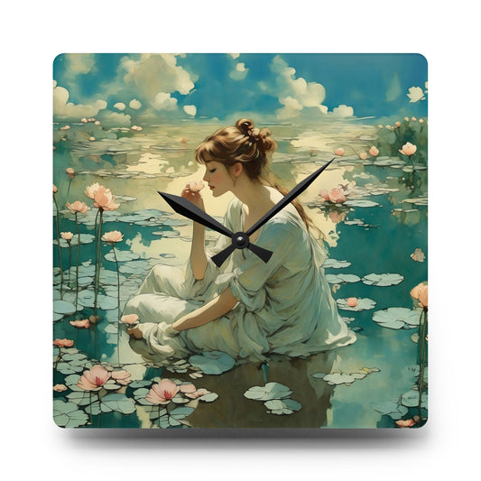 Acrylic Wall Clock Girl in a lake