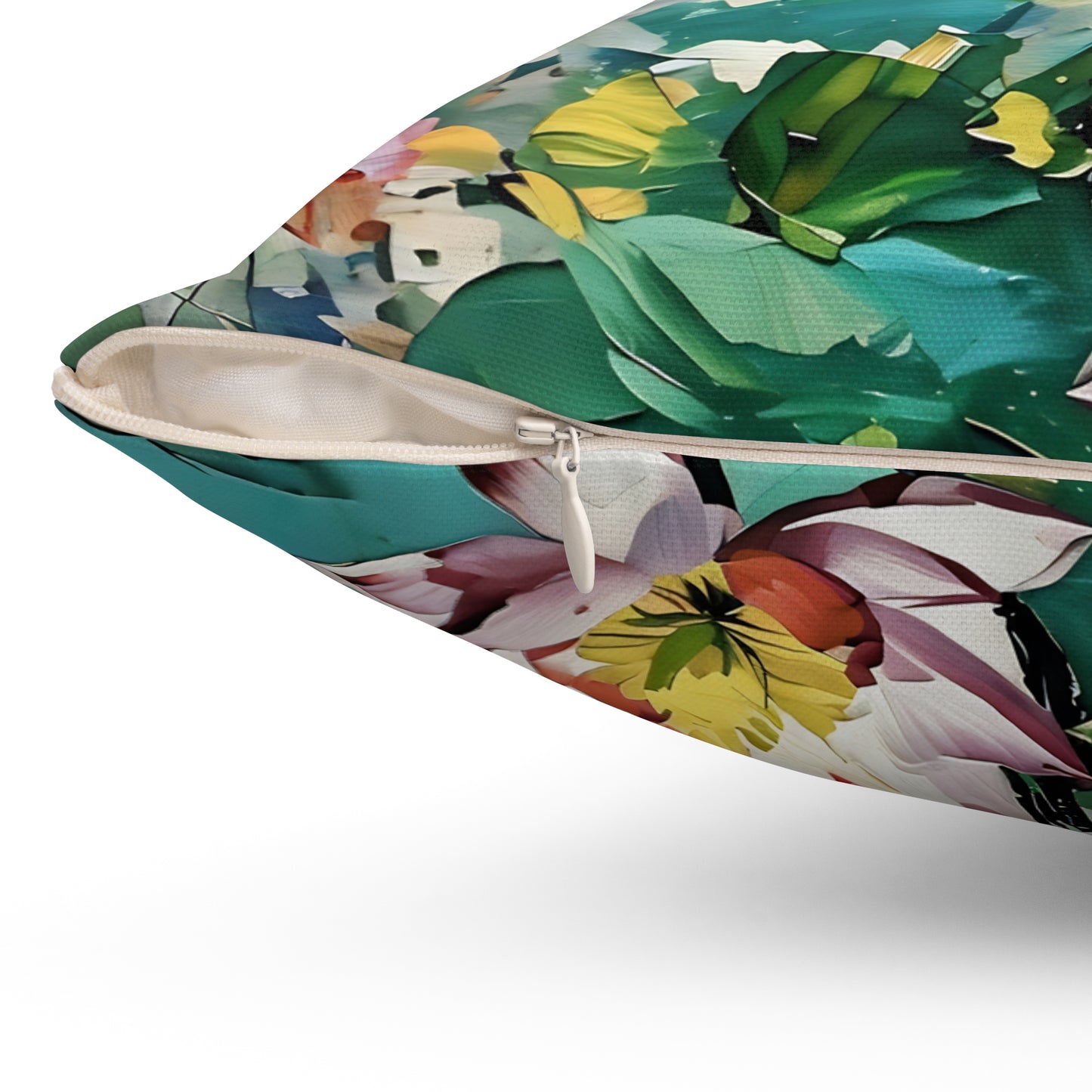 Square Pillow Monet Style Lotus Flowers Art by Fairyhill Studio