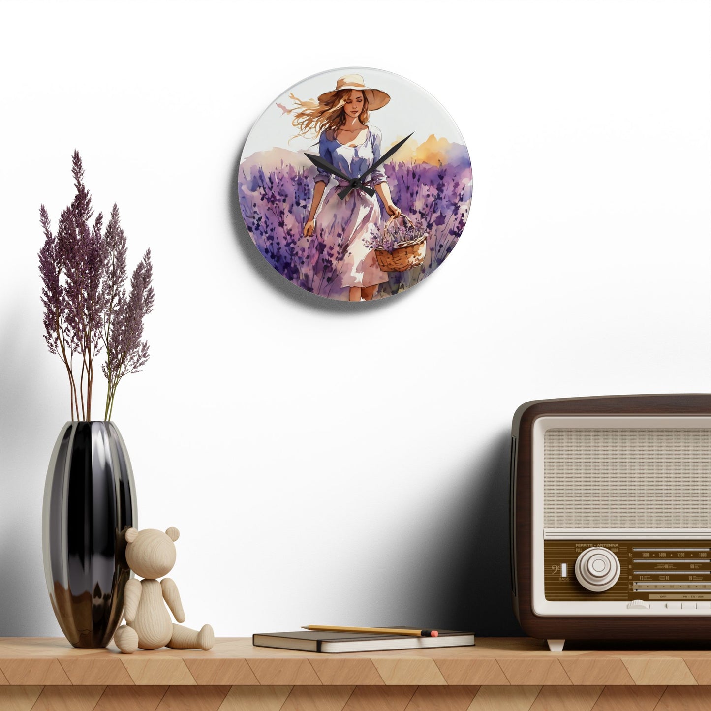 Lavender Field Acrylic Wall Clock