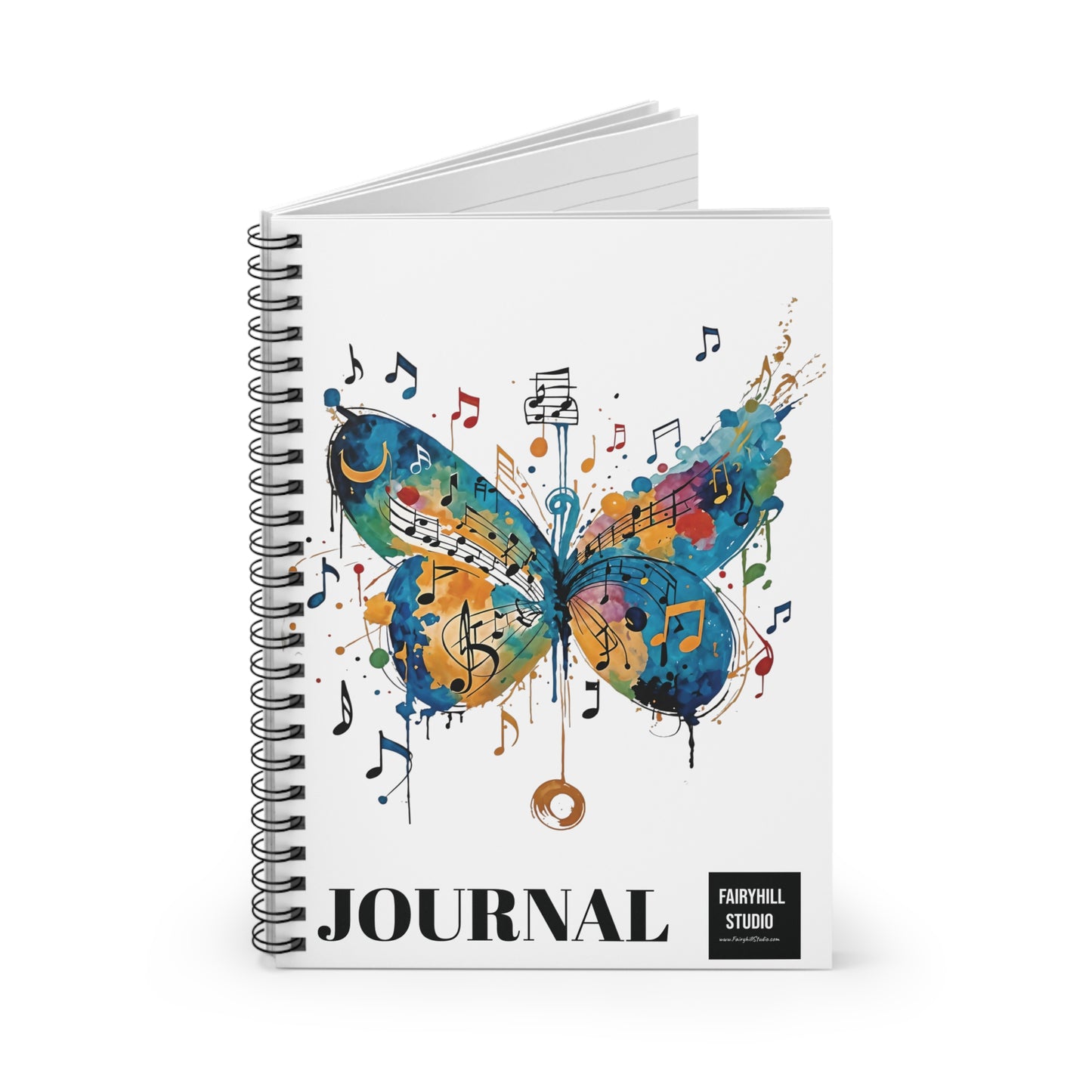 Spiral Notebook journal with buttefly art- Ruled Line