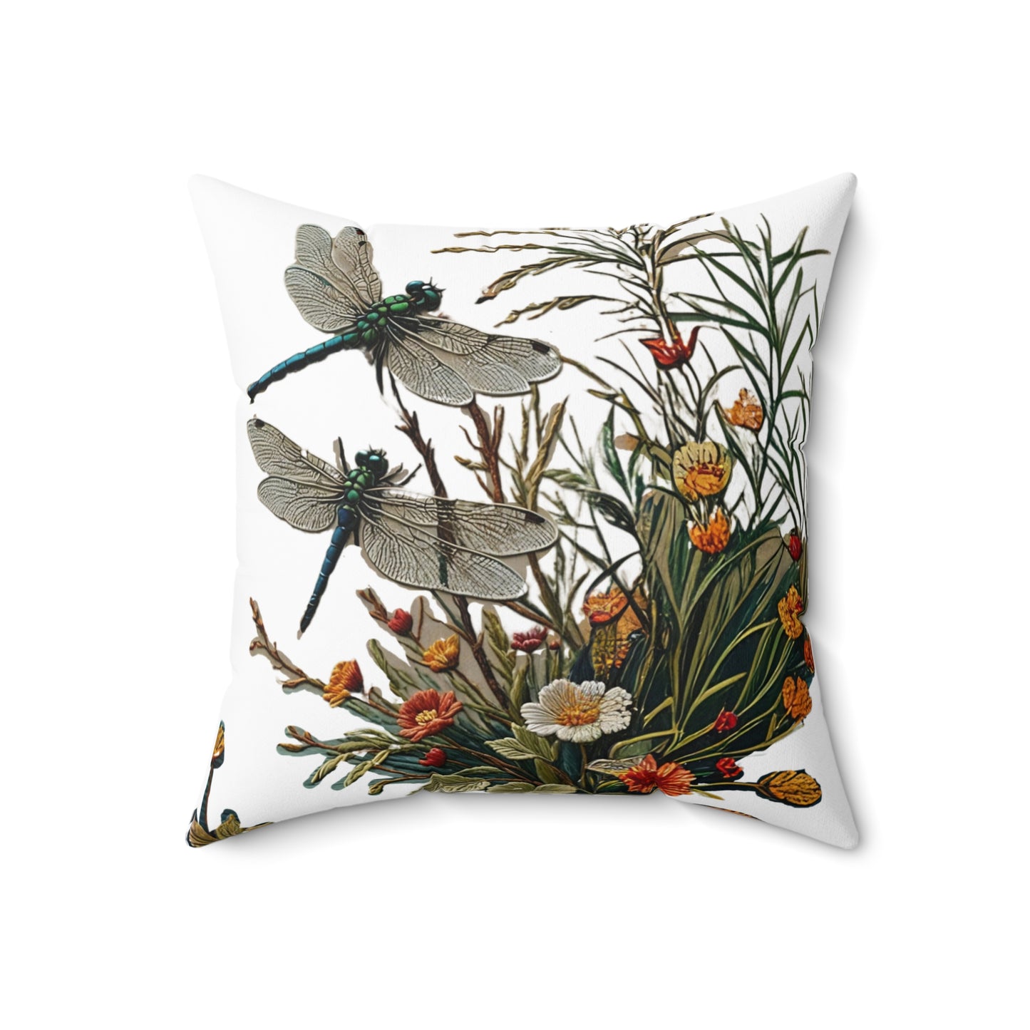 Throw Pillow - Dragonflies on a Blue Pond Art by Fairyhill Studio