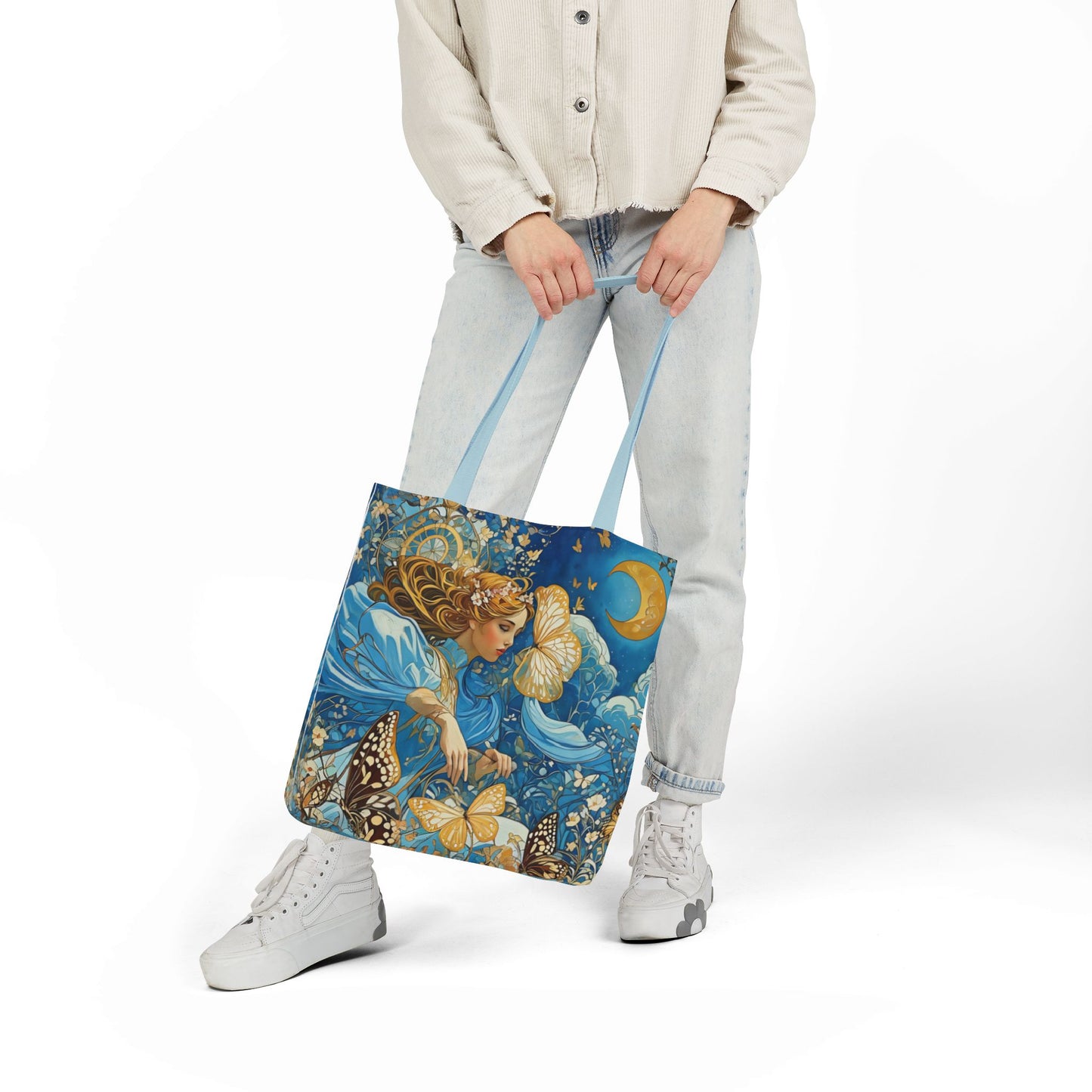 Colorful Moon Goddess-Inspired Canvas Tote Bag - Perfect for Beach Days, Eco-Friendly Shopping, and Summer Fun!