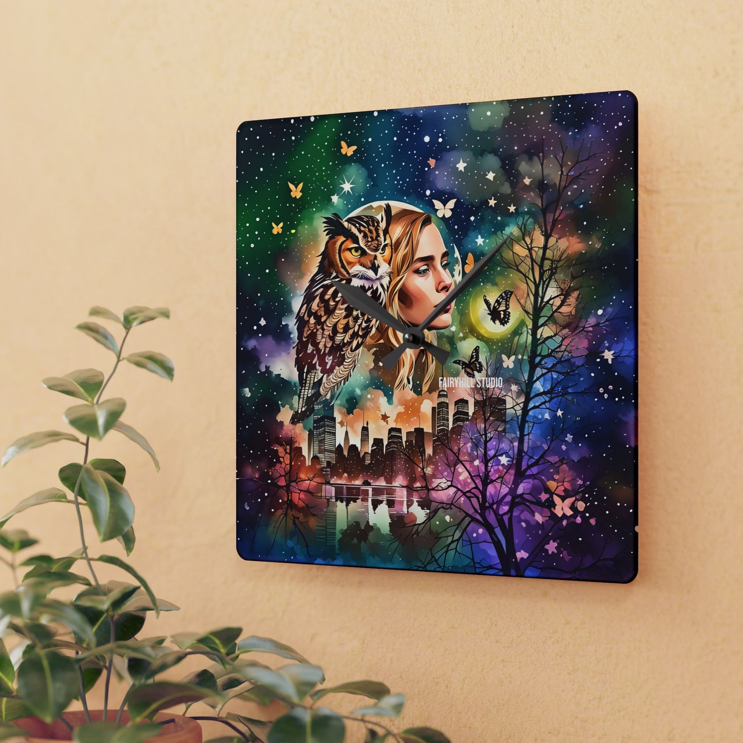 Acrylic Wall Clock -Owl Flaco Newyork/Art