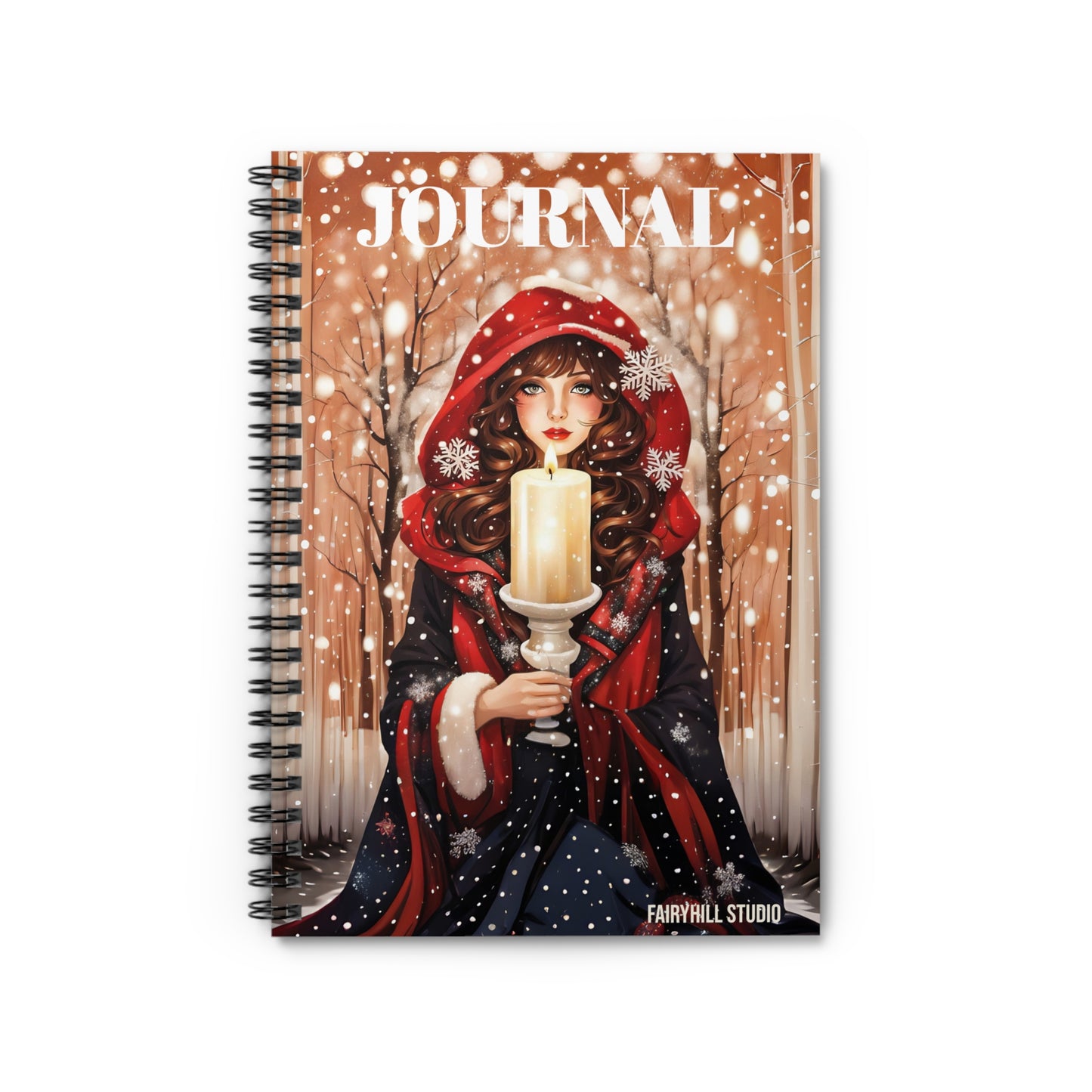 Spiral Notebook A girl with a winter Deer Art