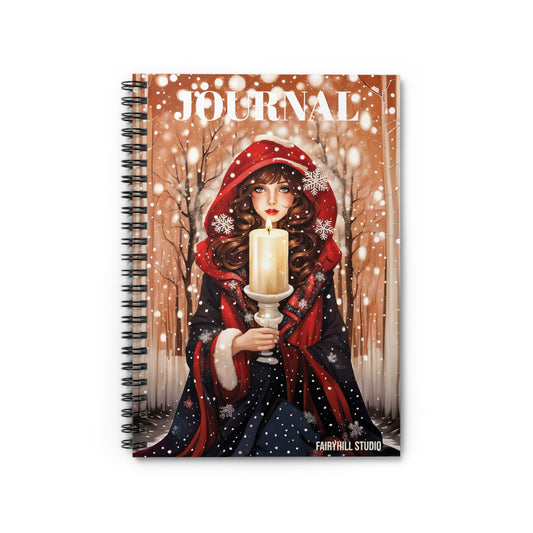 Spiral Notebook A girl with a winter Deer  Art