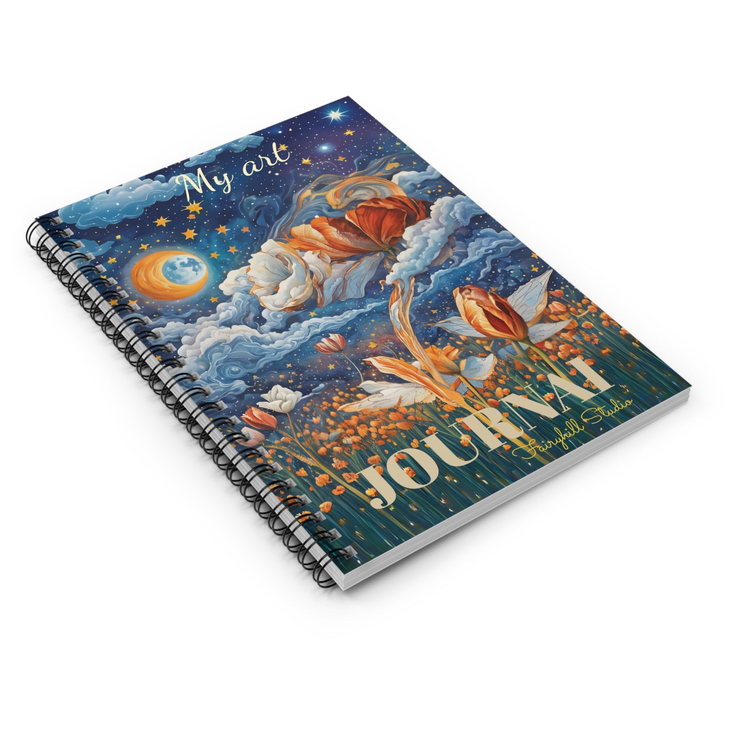 Spiral Notebook Celestial Tulips art Journal