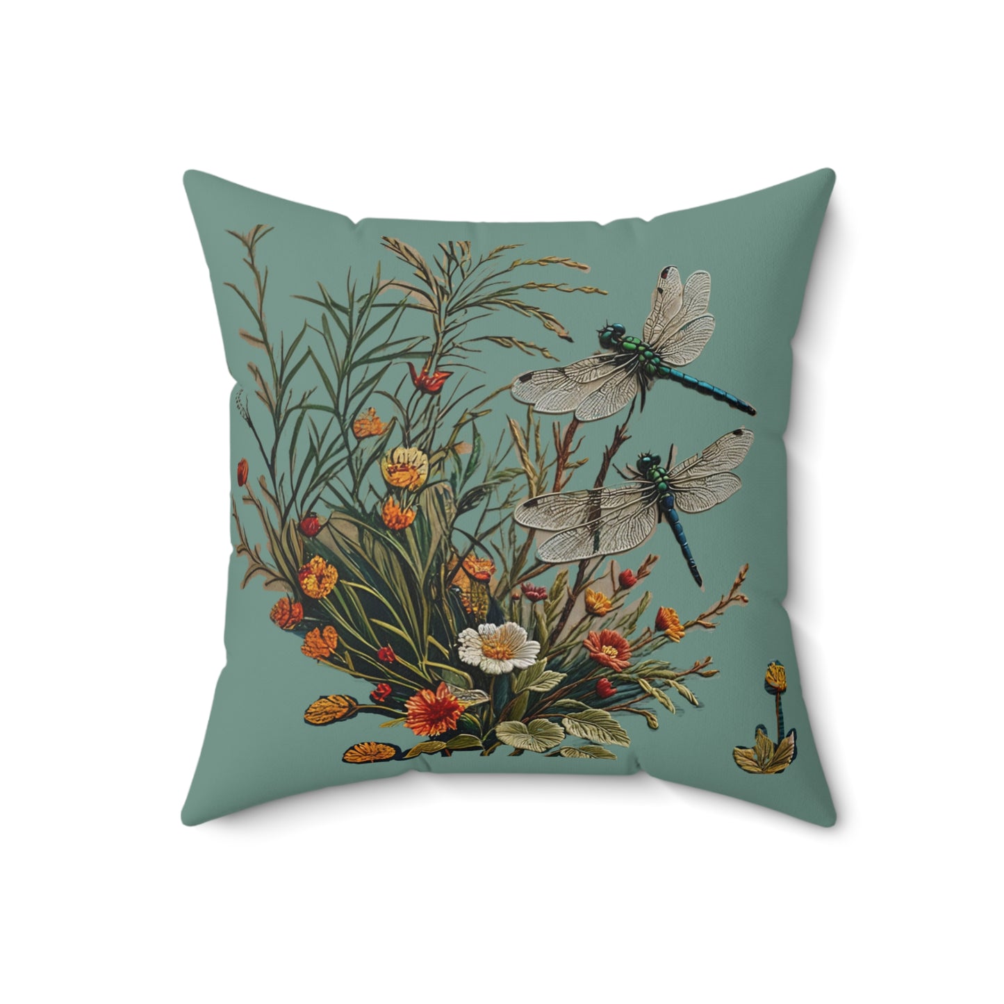 Spun Polyester Square Dragonfly Pillow