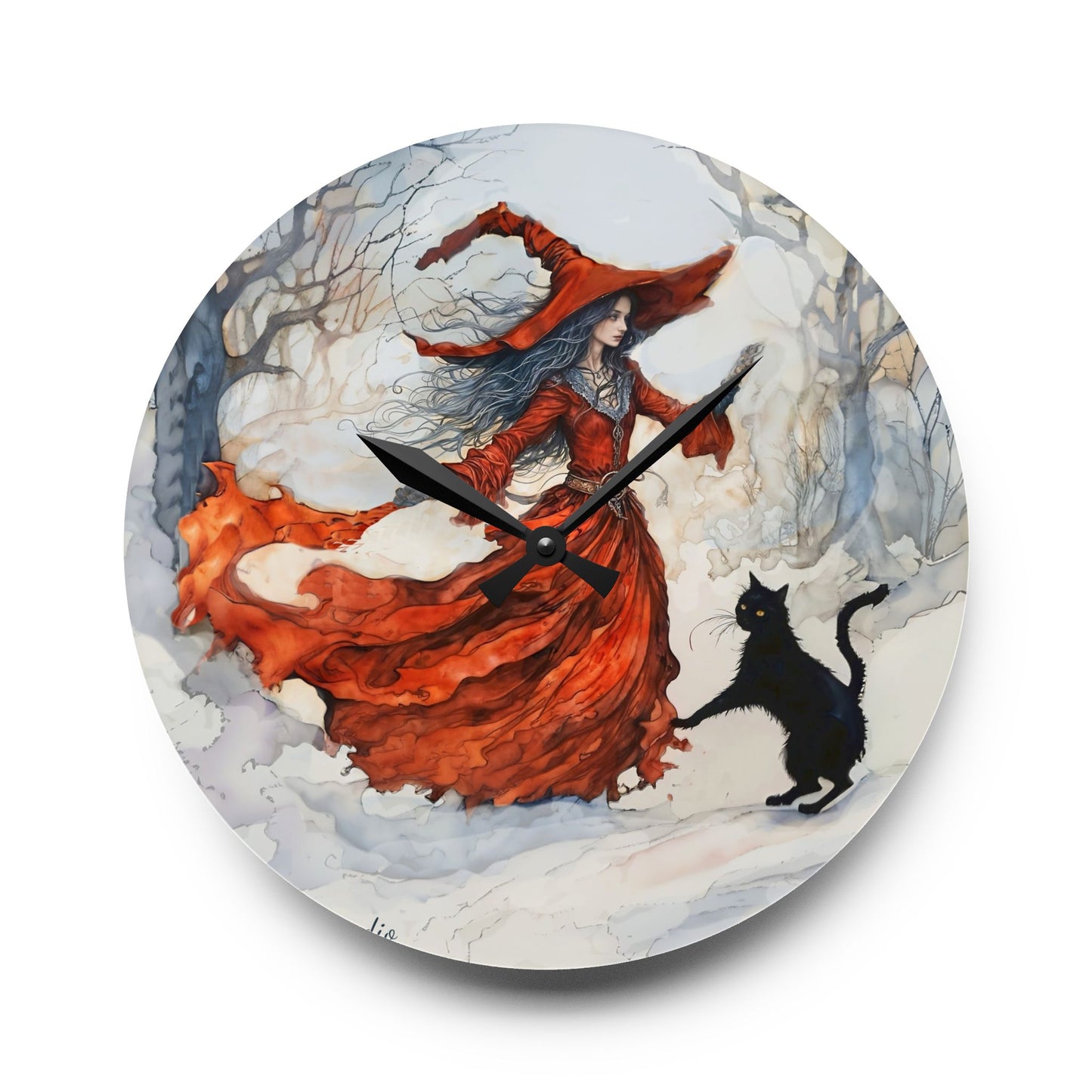 Crimson snow witch - by Fairyhill Studio  Wall clock  Gift   Acrylic Wall Clock
