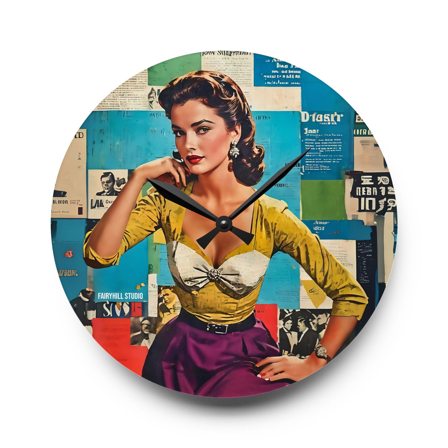 Acrylic Wall Clock - Vintage Hollywood Movie Star Art