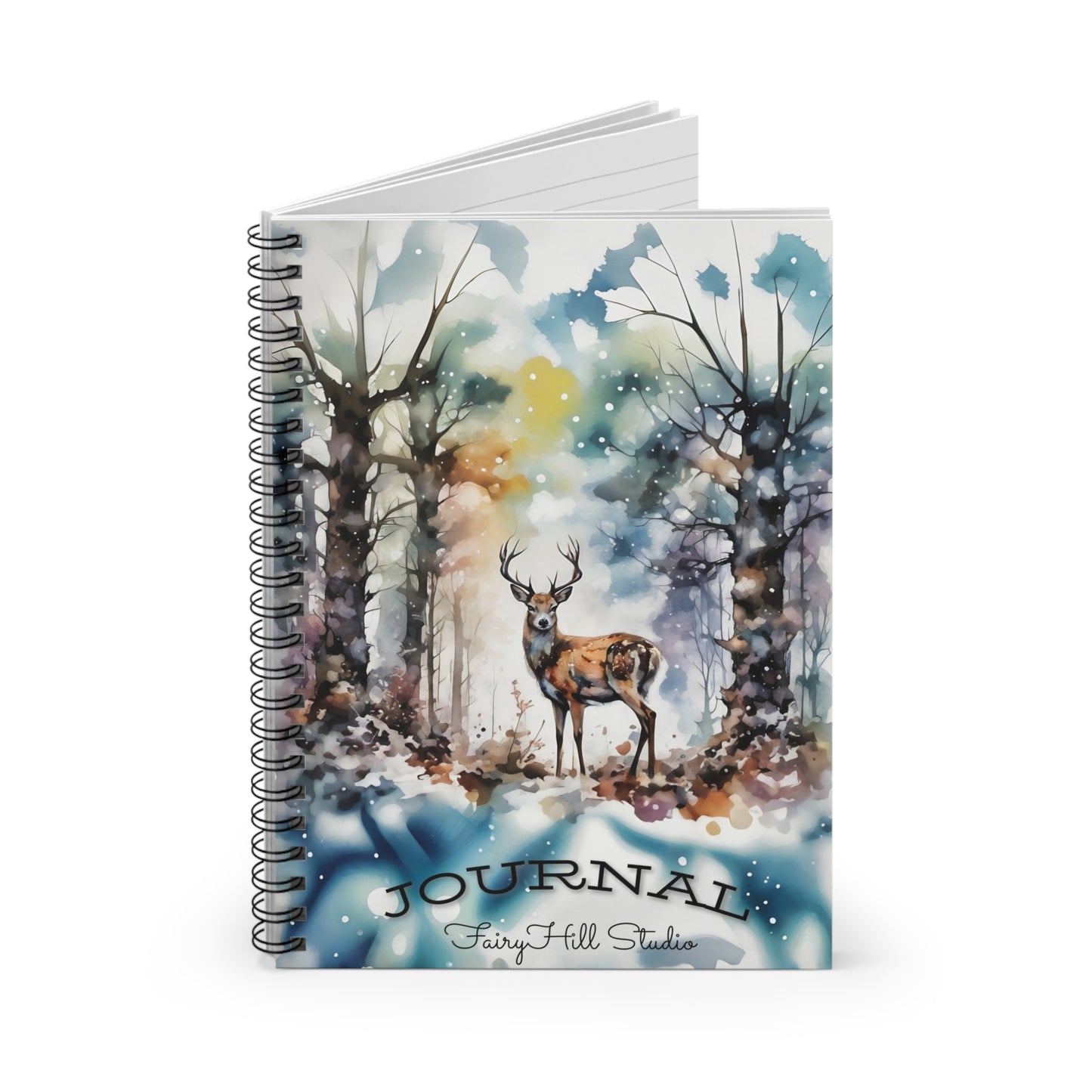 Spiral Notebook - Winter Deer Ruled Line Notebook by FairyHill Studio