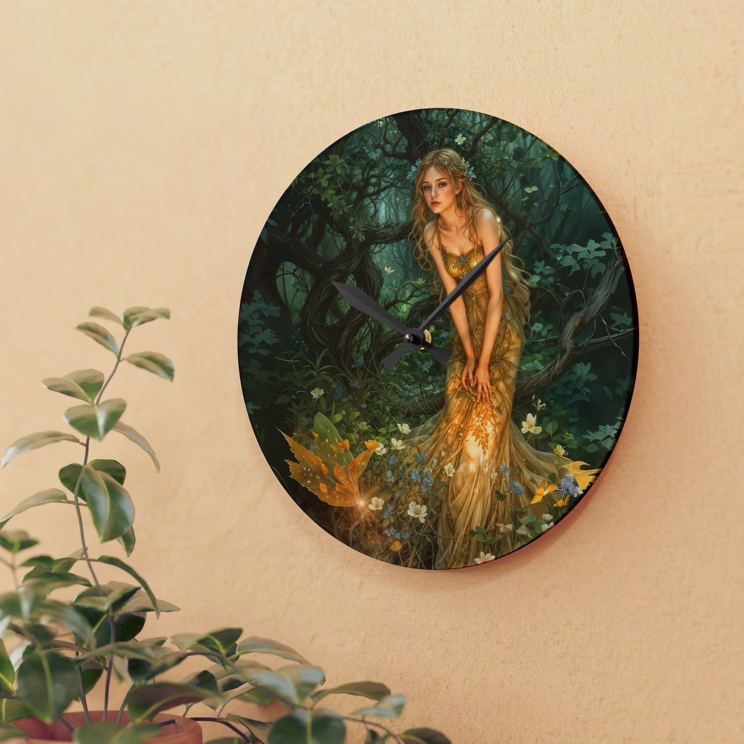 Wall Clock - Mid-Summer's Eve Fairy Forest Art by Fairyhill Studio
