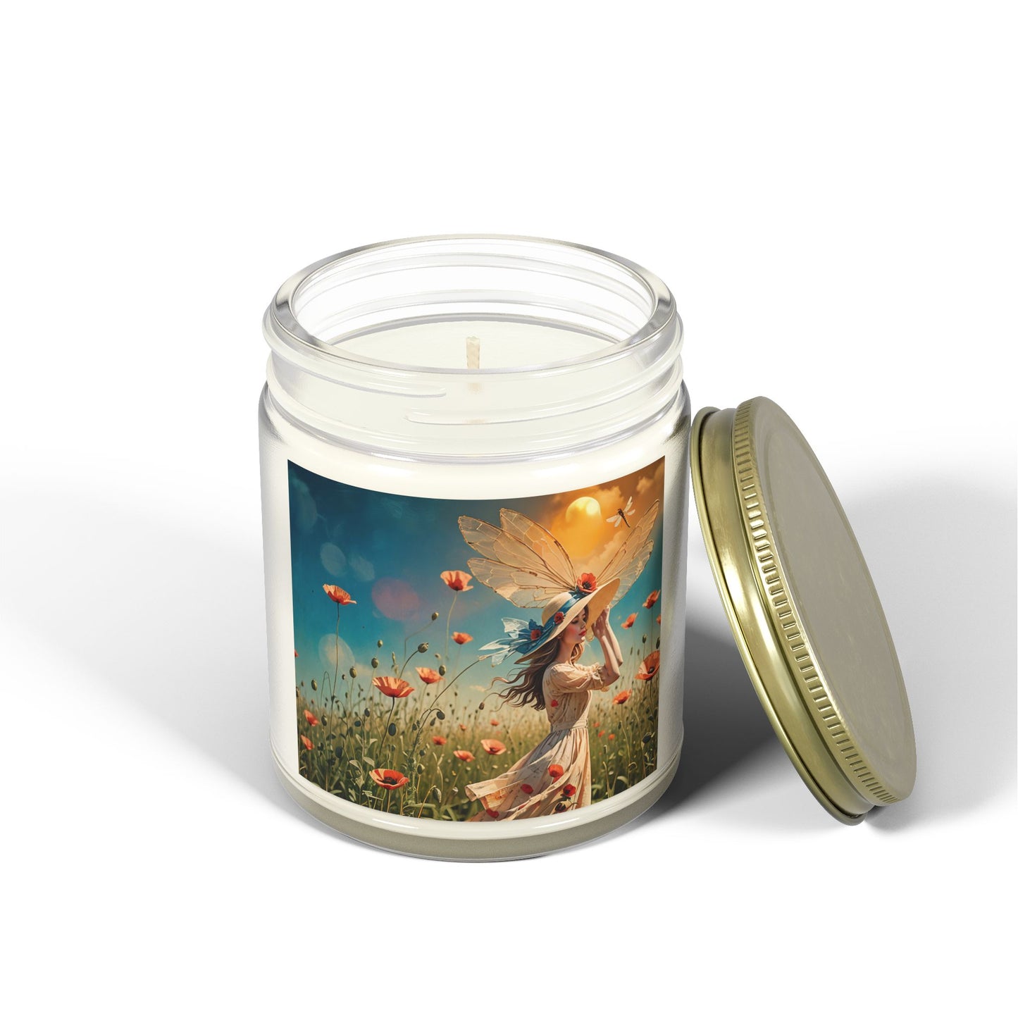 Poppies Scented Candle - Coconut Apricot Wax (4oz, 9oz) - Garden Beauty