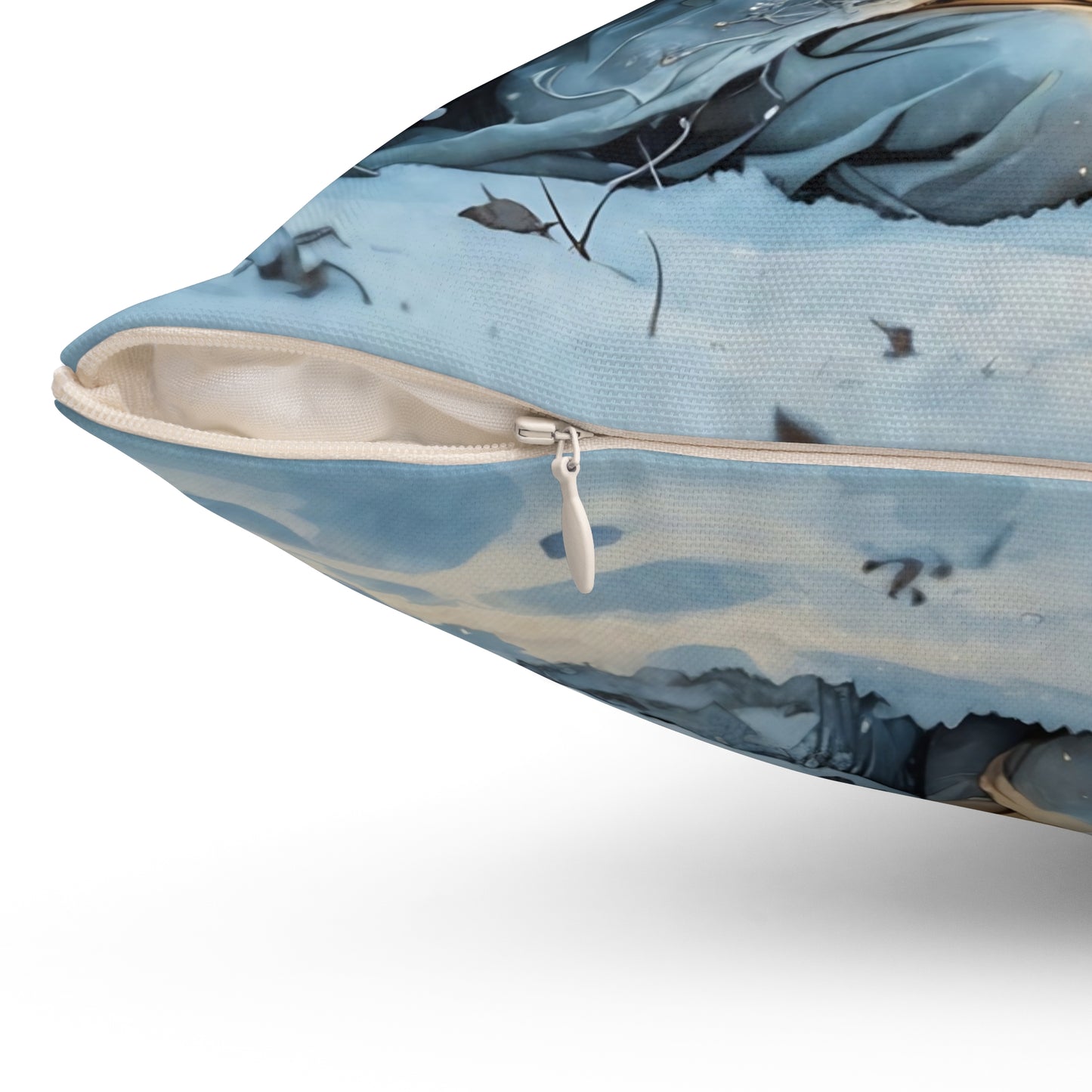 Square Pillow Winter Fairy Elf Dragonfly Lantern Art