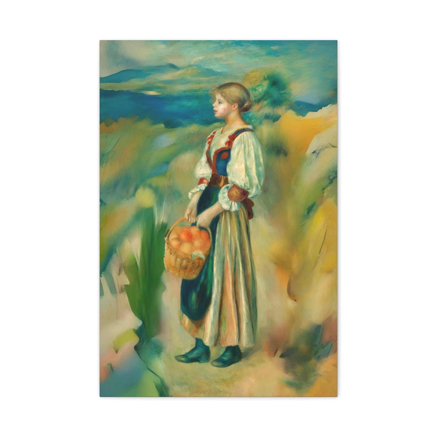 Canvas Print - Girl with a Basket of Oranges Art by Auguste Renoir