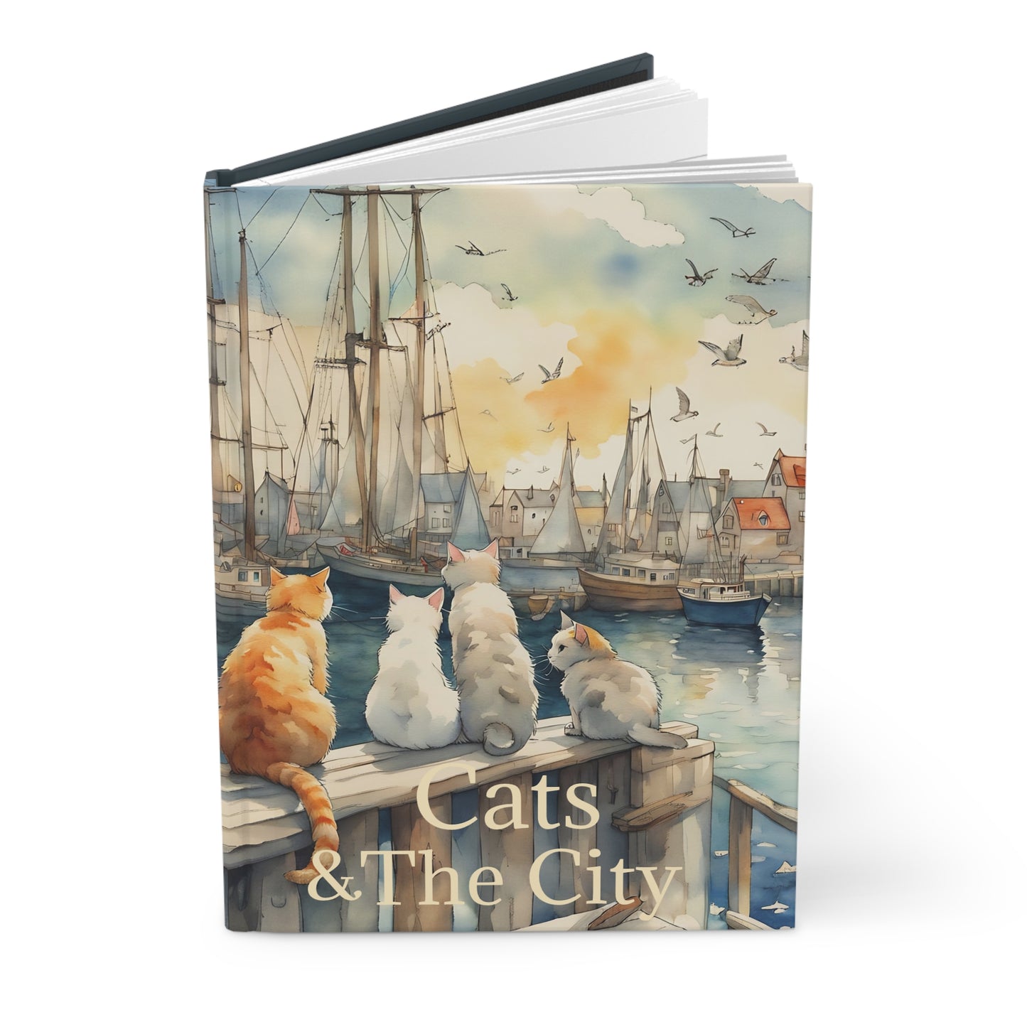 Cats and the city hard cover Journal hard Cover ,Notebook gift art Matte