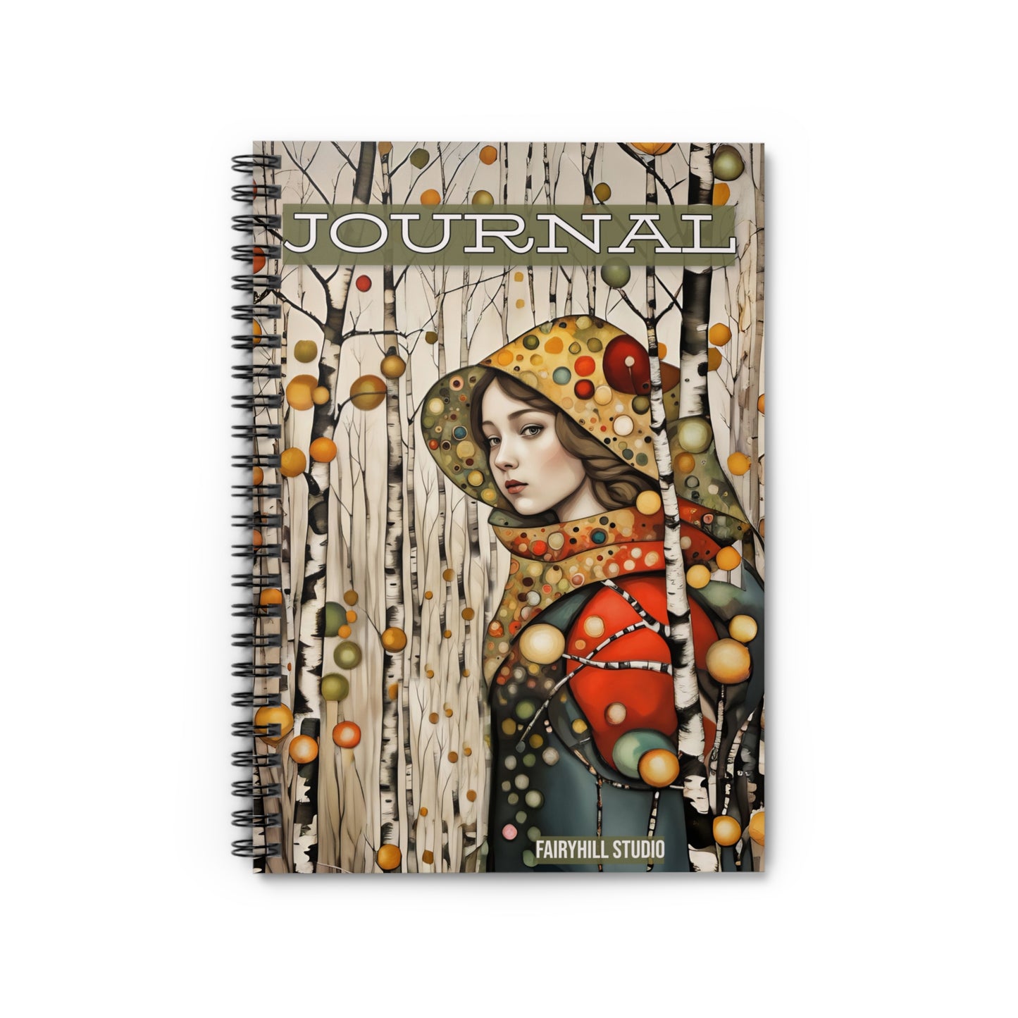 Ruled Line Notebook - Birch Tree Forest Girl - Autumn Vibes