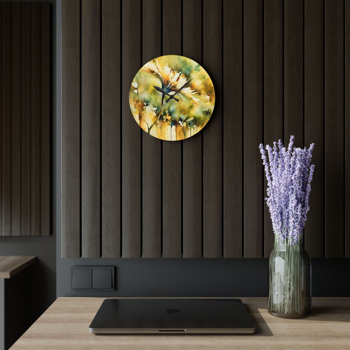 Yellow flower Acrylic Wall Clock