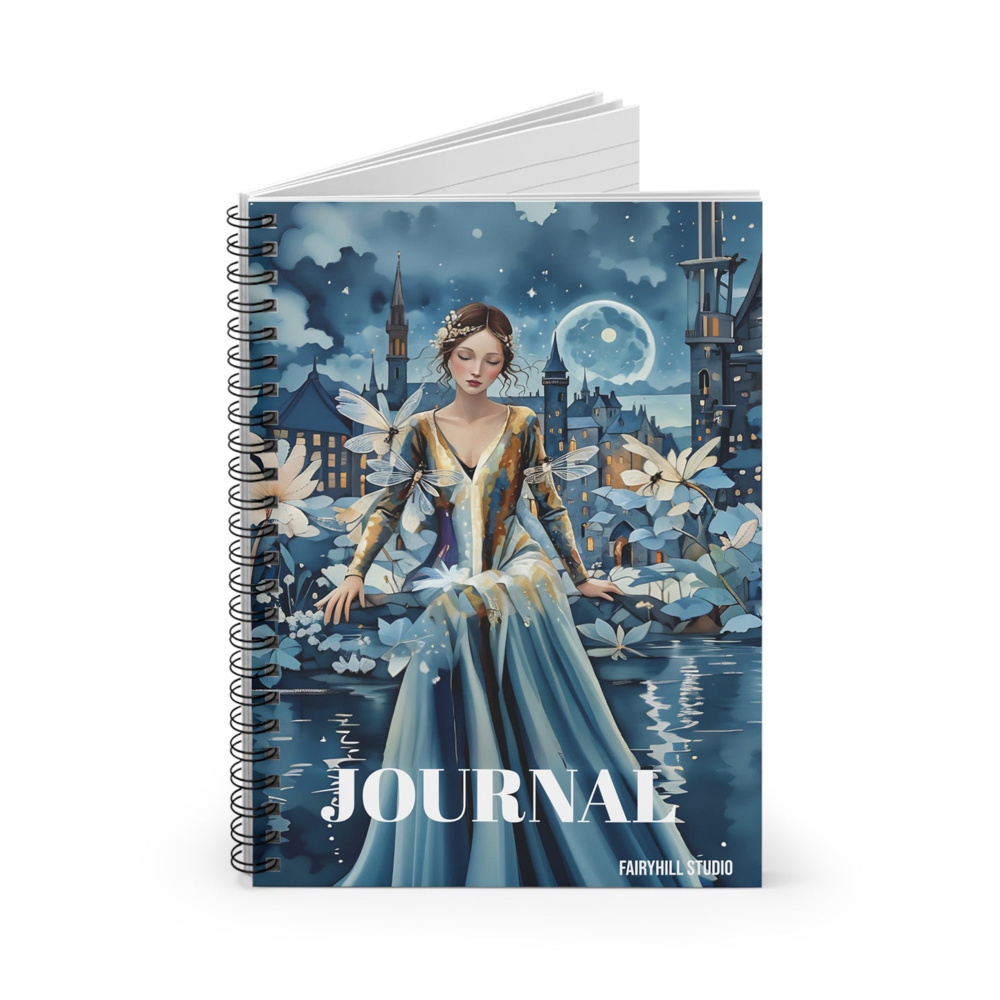 Notebook - Beauty with Dragonflies Ruled Line Spiral Journal
