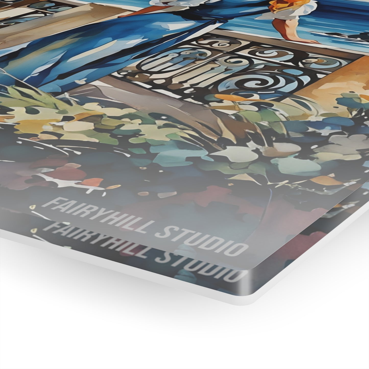 Acrylic Print - Princess Gown Watching Mediterranean Sea Balcony Inspirational Art