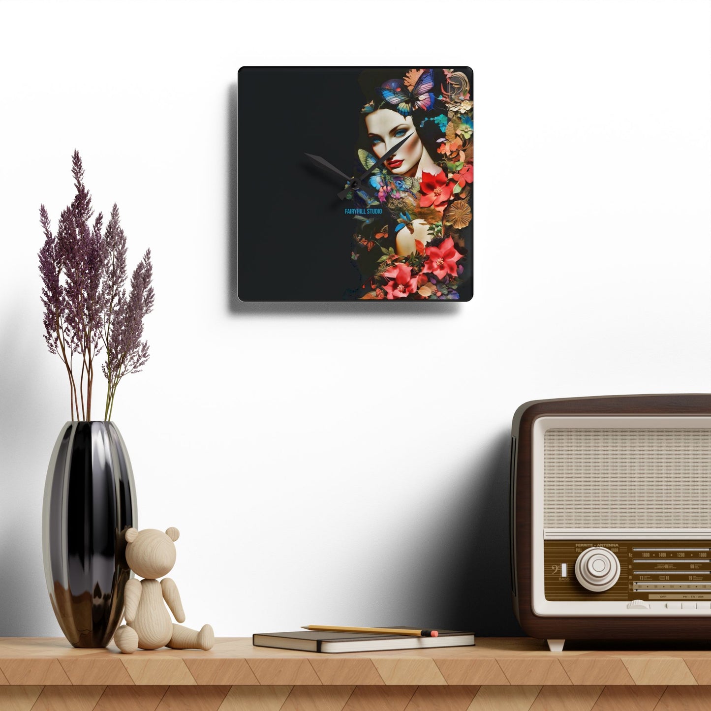 Acrylic Wall Clock -Lady in Nature /Art