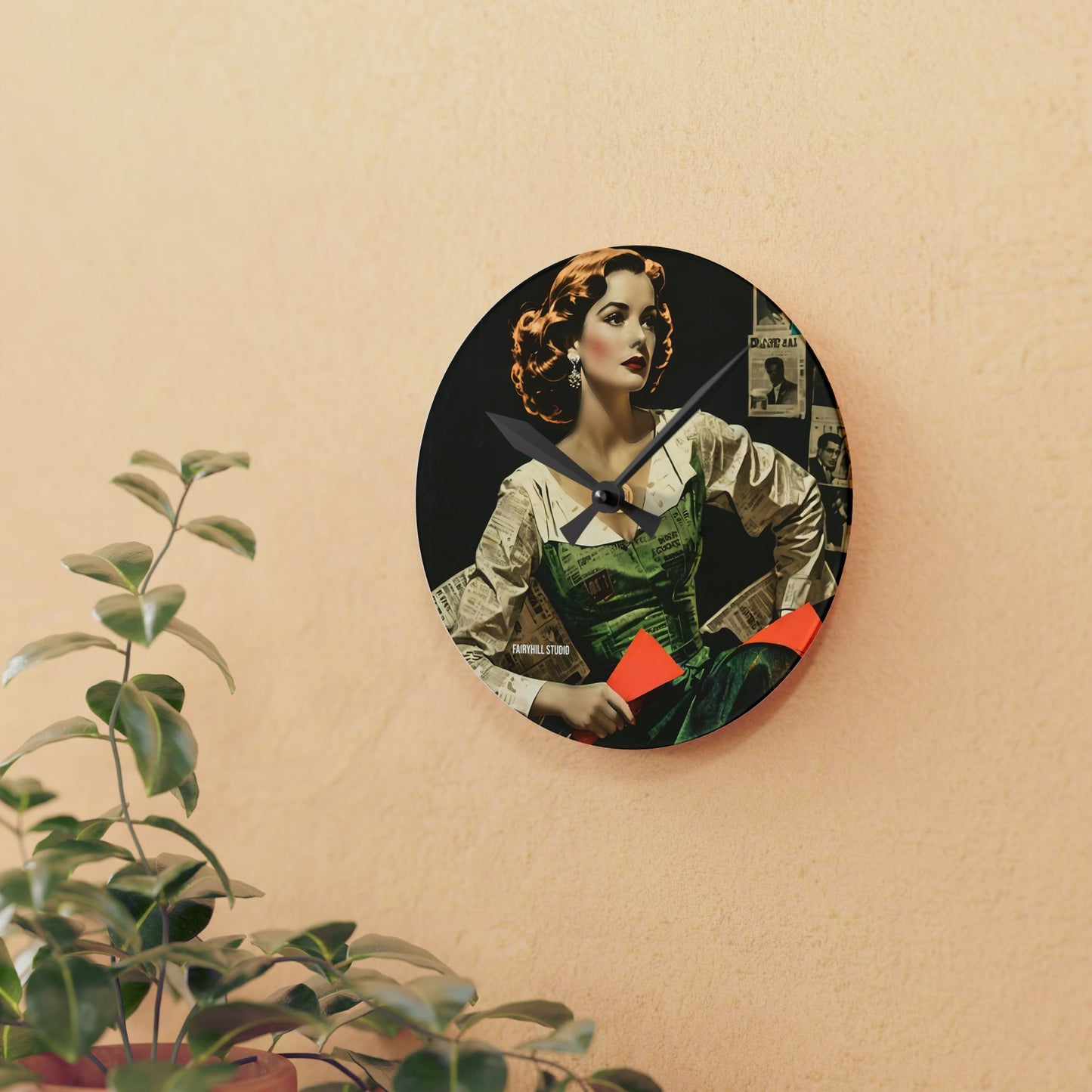 Acrylic Wall Clock Vintage Hollywood Star/Art