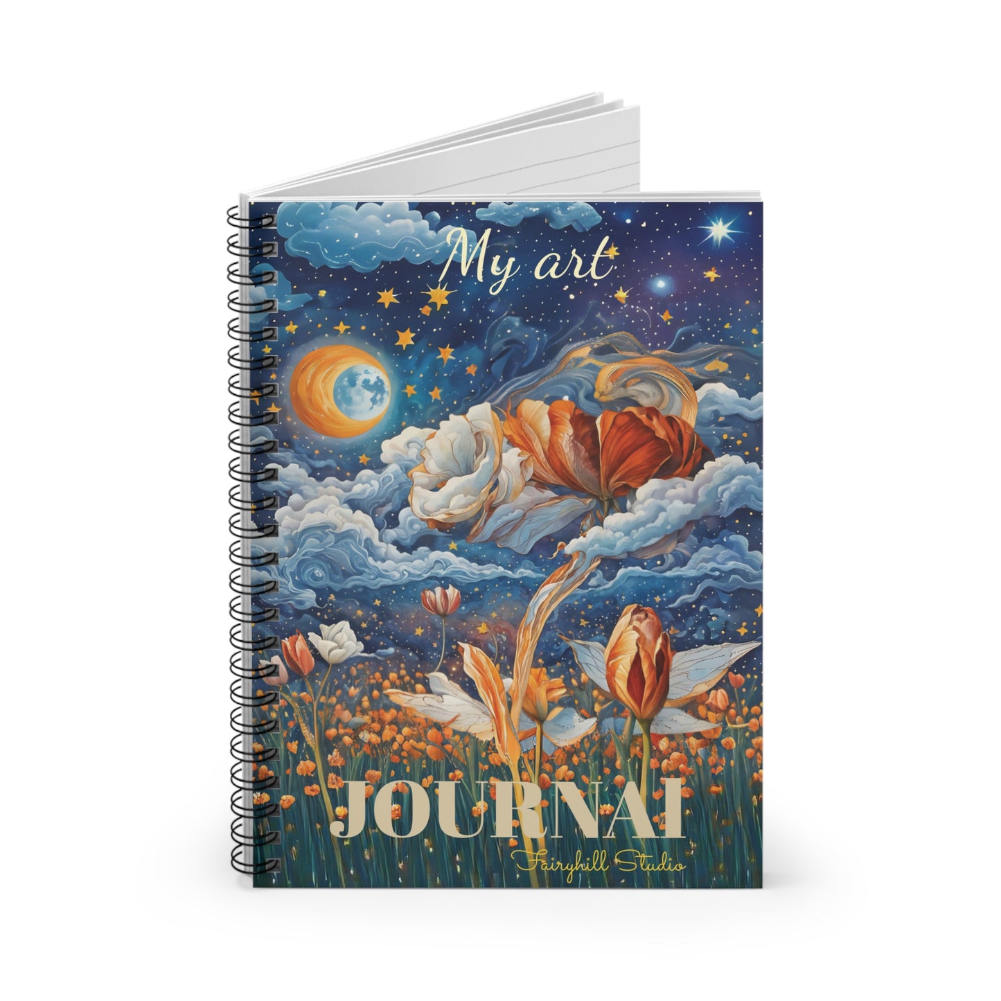 Spiral Notebook Celestial Tulips  art Journal