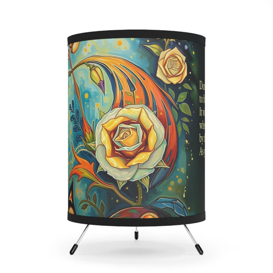 Vibrant Artistic Rumi  quote Tripod Lamp with High-Res Printed Shade - Perfect for Home Decor Art by Fairyhill Studio
