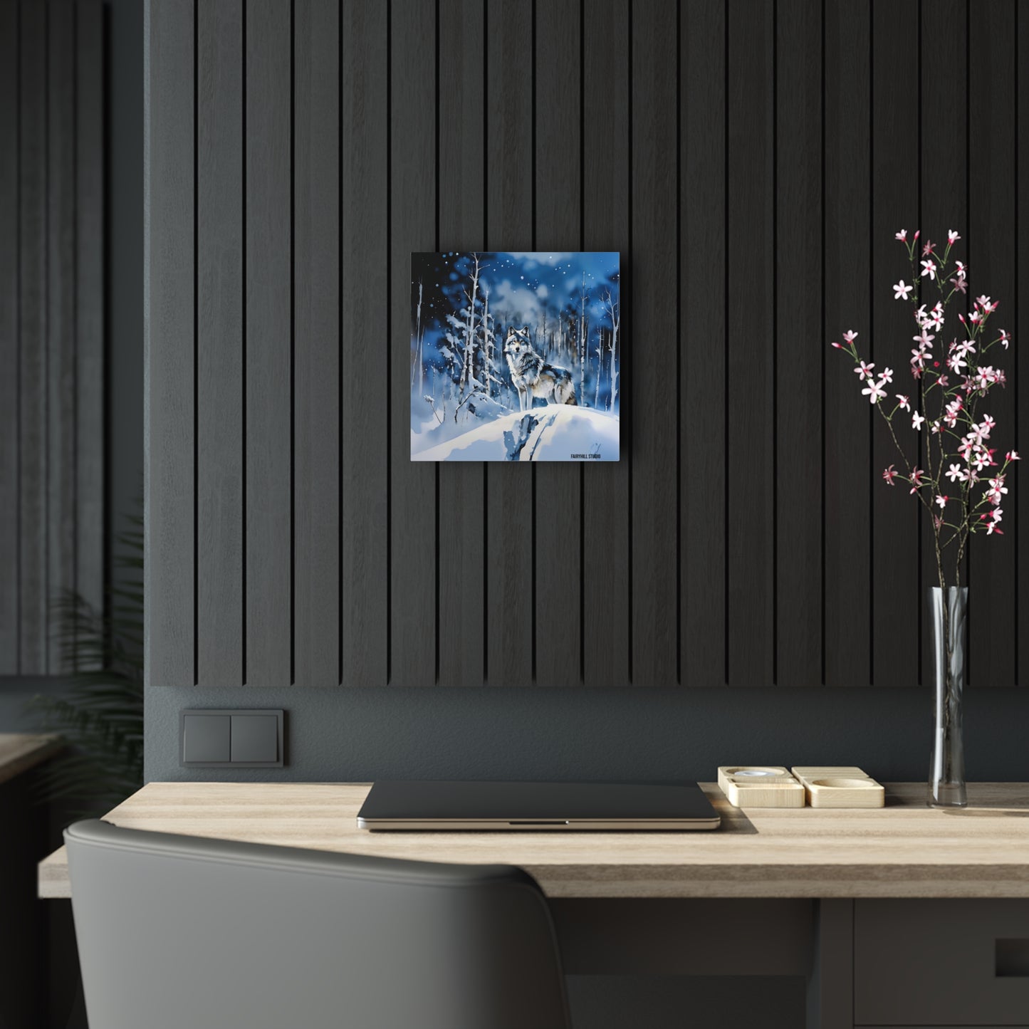 Acrylic Print - Wolf in Winter Forest - Spirit Animal Collection Gift