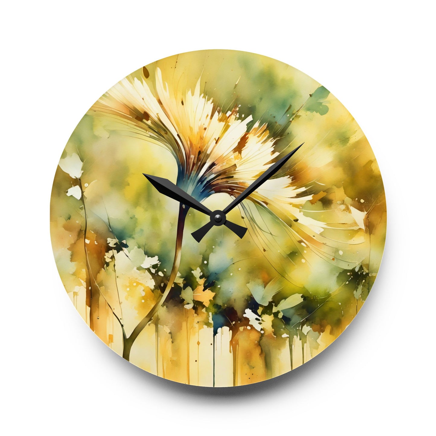 Yellow Dandelion Acrylic Wall Clock