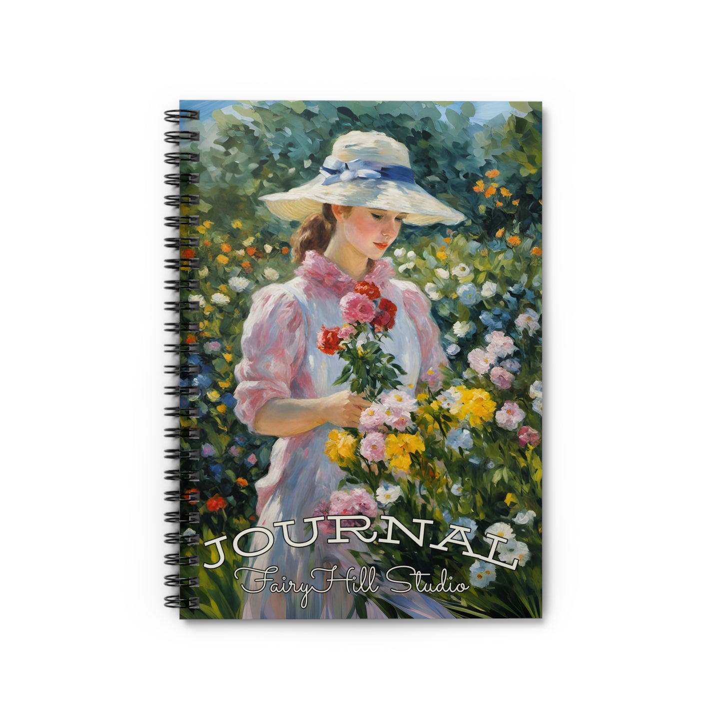 Spiral Notebook - Monet Style Art Girl with Flower Basket