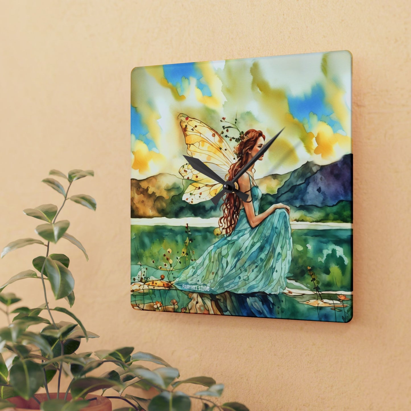 Acrylic Wall Clock - Water Fairy Watercolor Art Home Decor