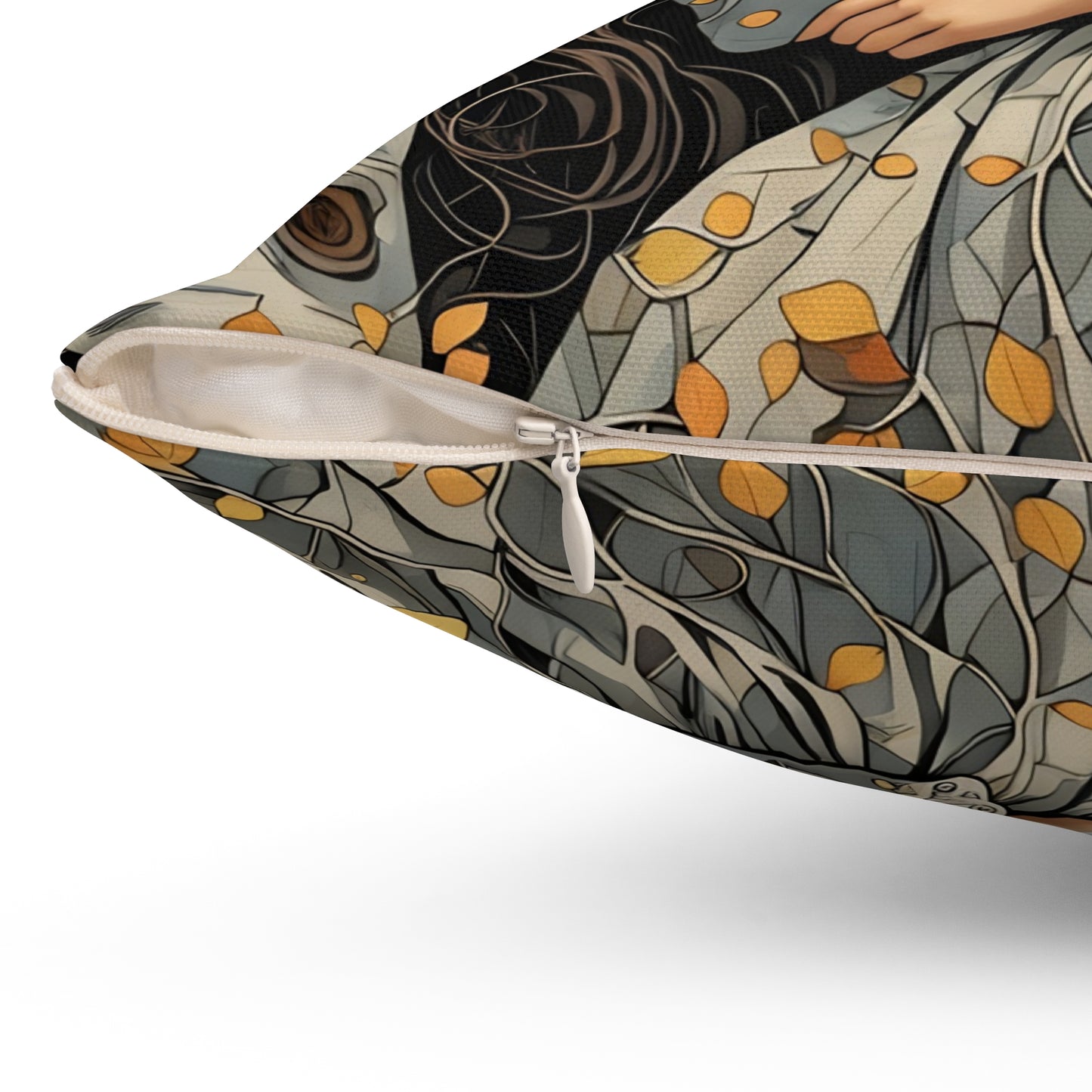 Square Pillow - Sleeping Beauty of the Birch Forest Fairy Hill Studio Art Design