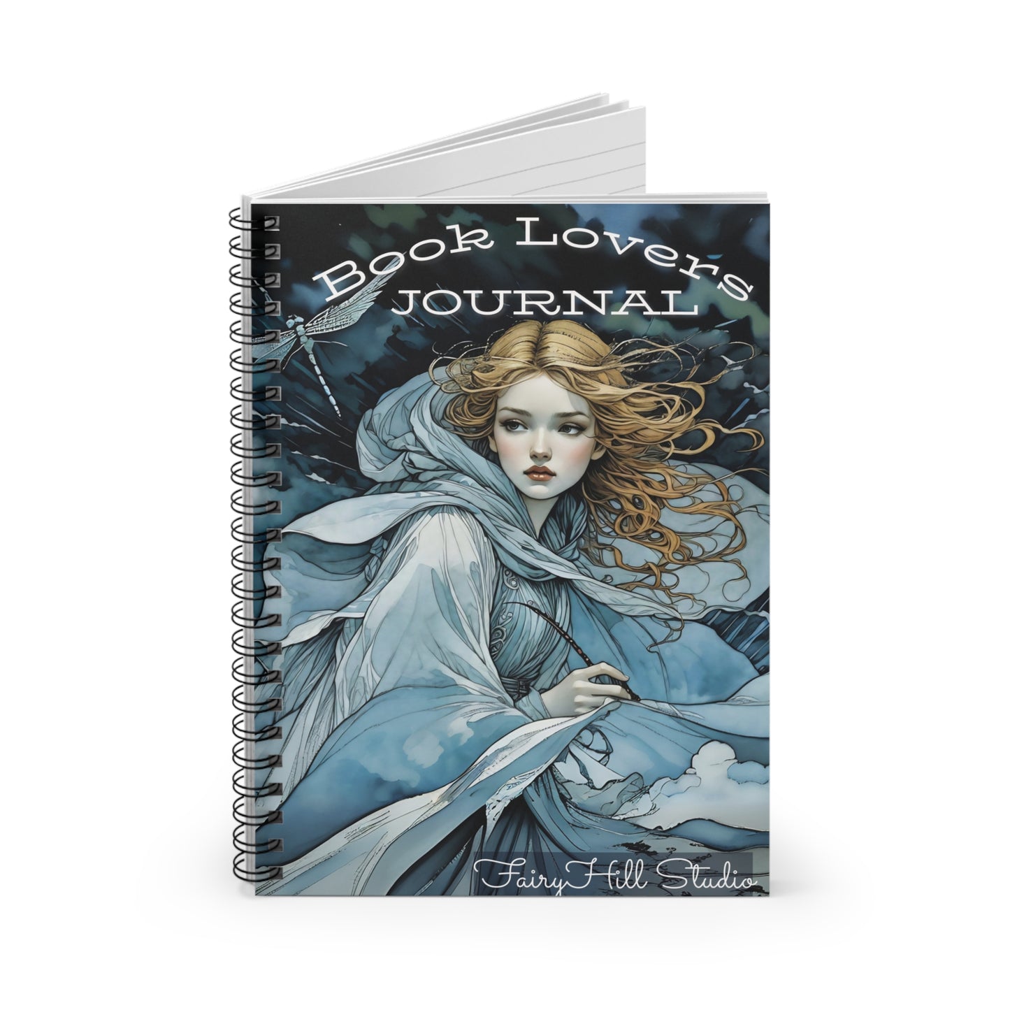 Spiral Notebook/  Book  Lovers Journal  /FairyHill Studio Journal Ruled Line Journal