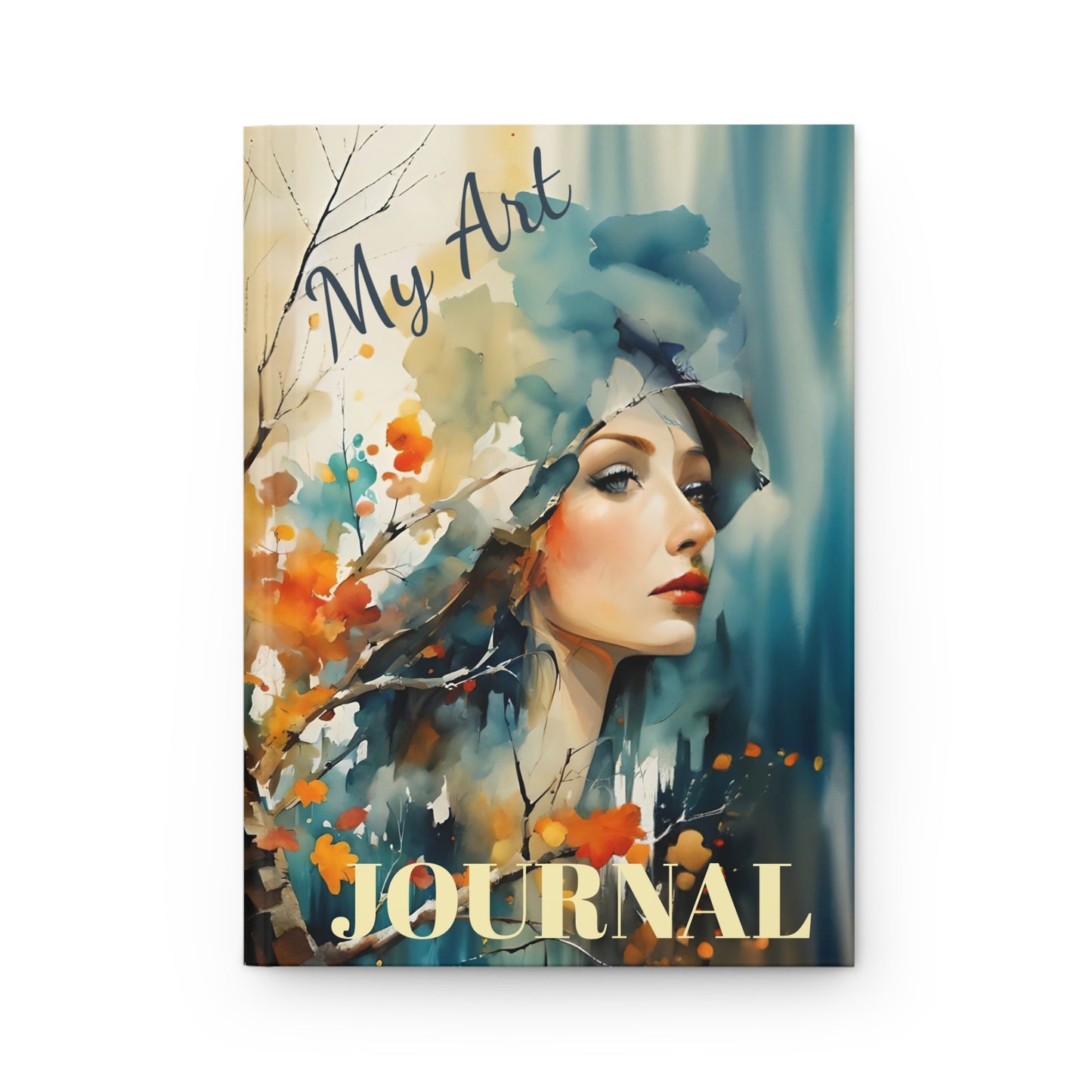 Artistic Hardcover Journal for Self-Reflection, Matte Finish, Nature-Inspired Design, Gift for Writers, Creative Journal, Forest Art