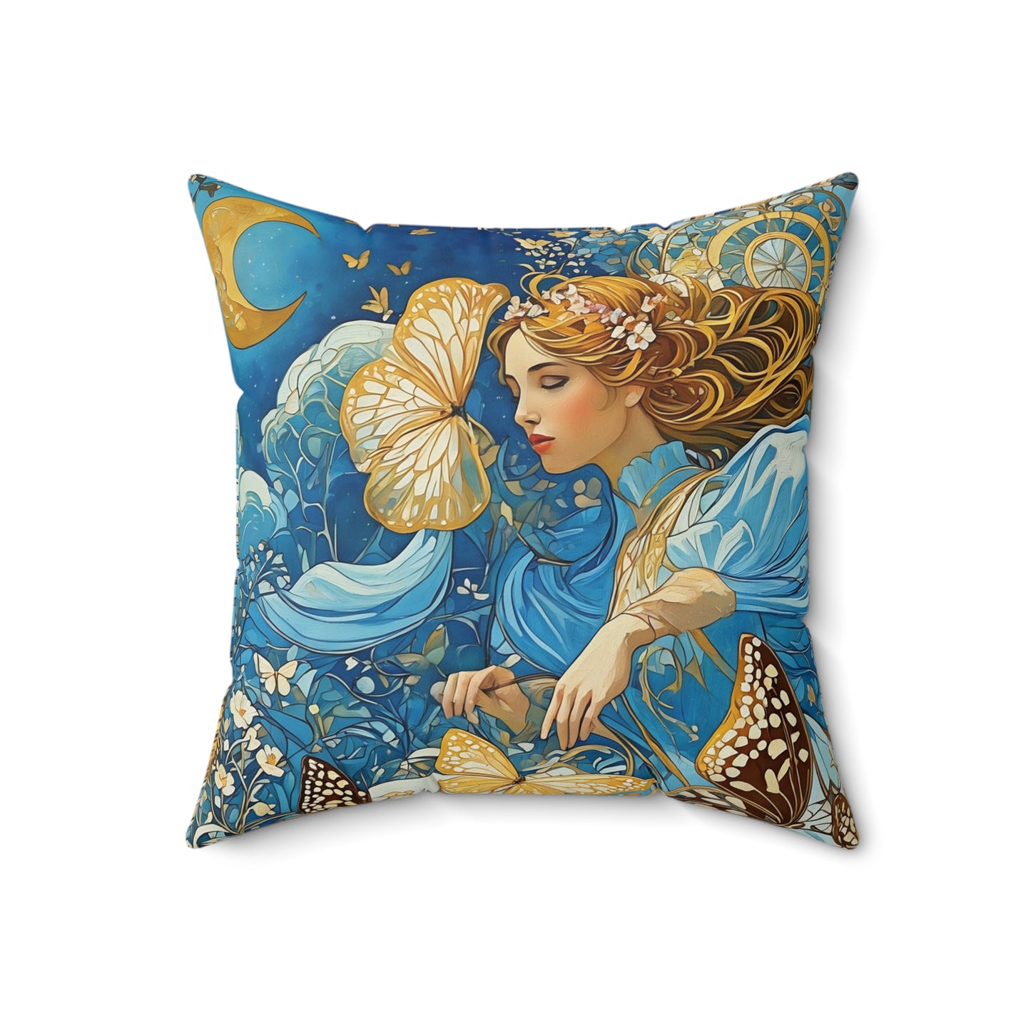 Butterfly Moon Goddess  Square Pillow -  by Fairyhill Studio