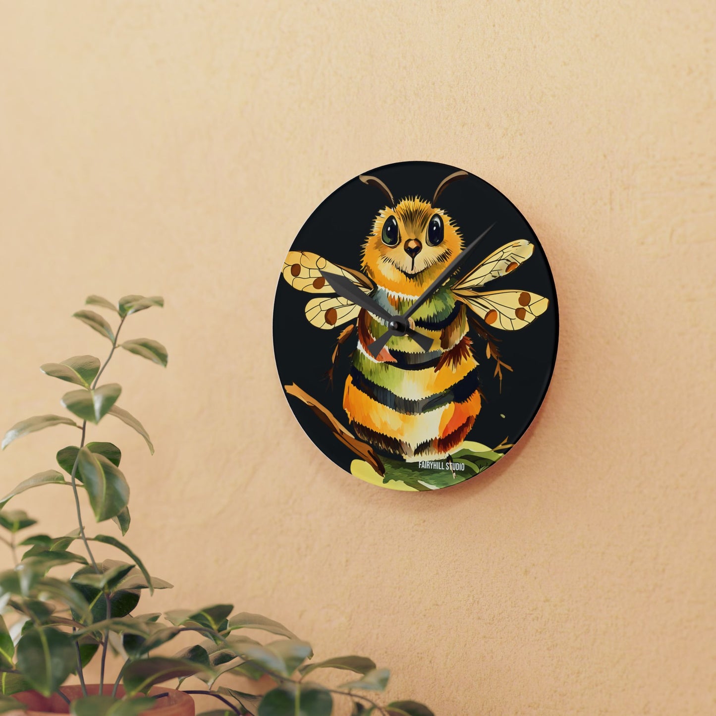 Acrylic Wall Clock Hoey Bee love/Art