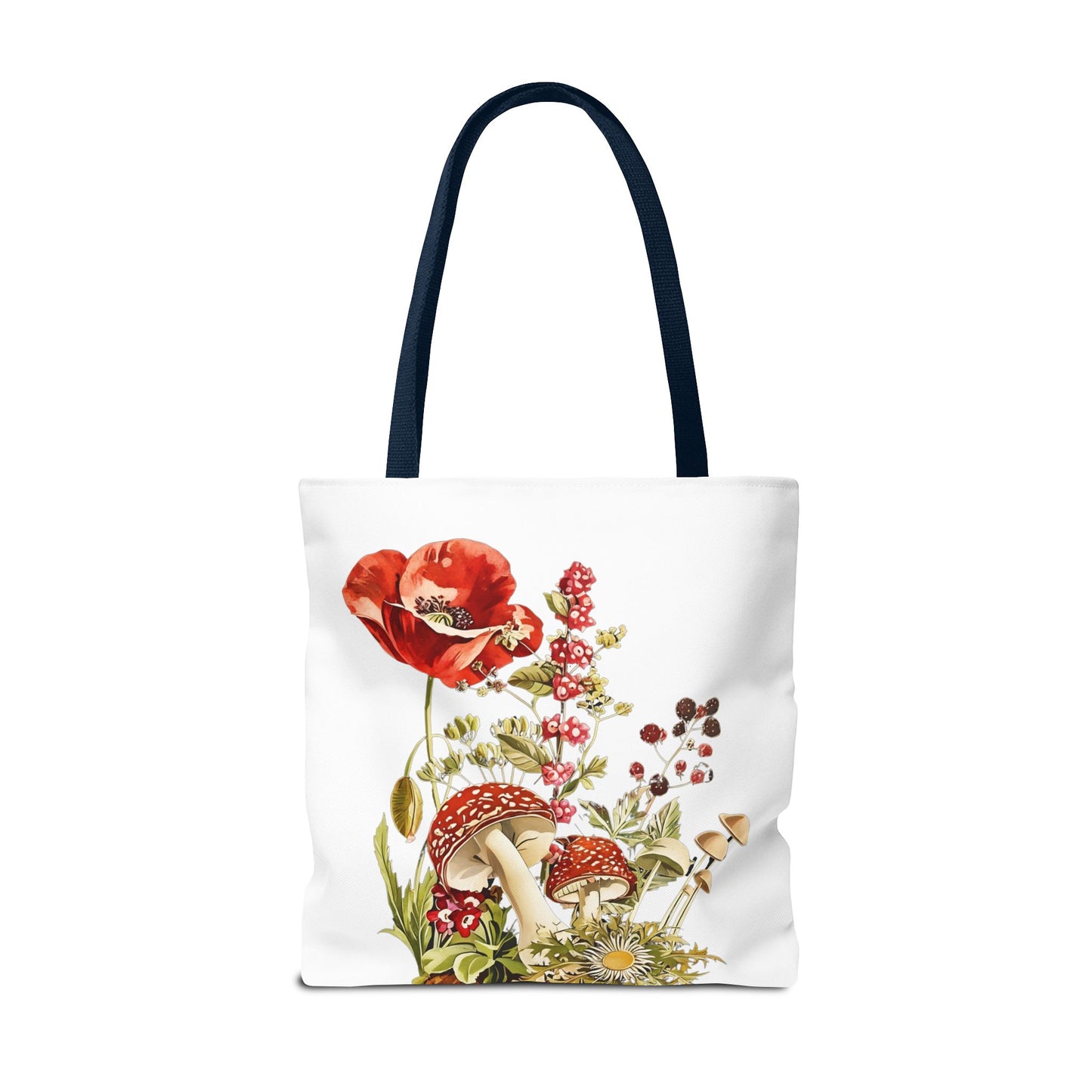 Tote Bag - Red Poppies and Amanita Muscaria Mushrooms Art Print