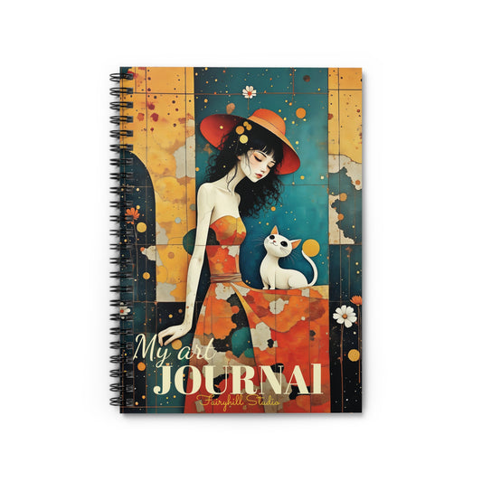 Spiral Notebook - Be Mindful  Witch with a cat art Journal